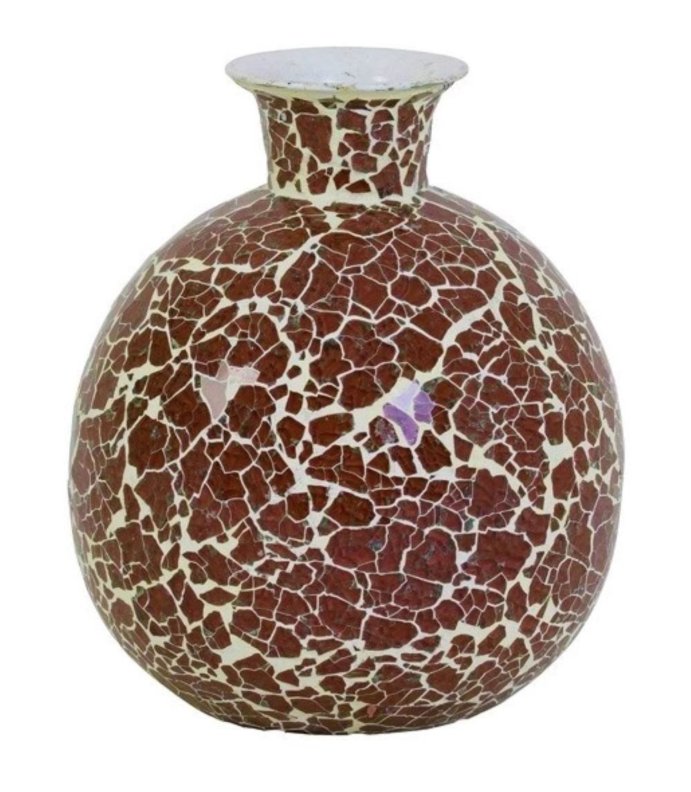 Tischvase Tischvase Bauchig Mosaik Vintage Retro Stil Rotbraun 25 cm