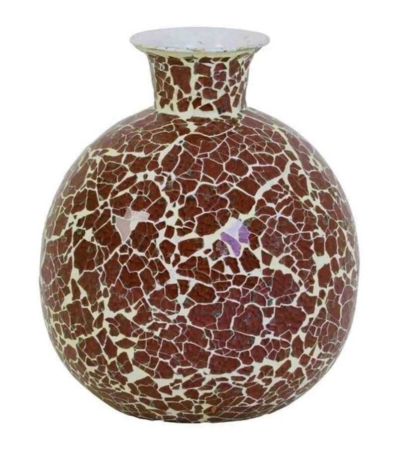 Light & Living Tischvase Tischvase Bauchig Mosaik Vintage Retro Stil Rotbraun 25 cm, Mosaik Design