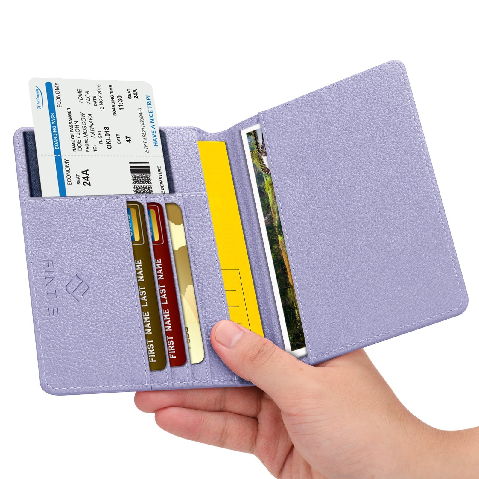 Fintie Smartphone-Hülle Reisepass Impfpass Schutzhülle - Premium Kunstleder Reisepasshülle, Travel Organizer mit RFID-Blockier für Kreditkarten, Ausweis usw. – Bild 3 von 5