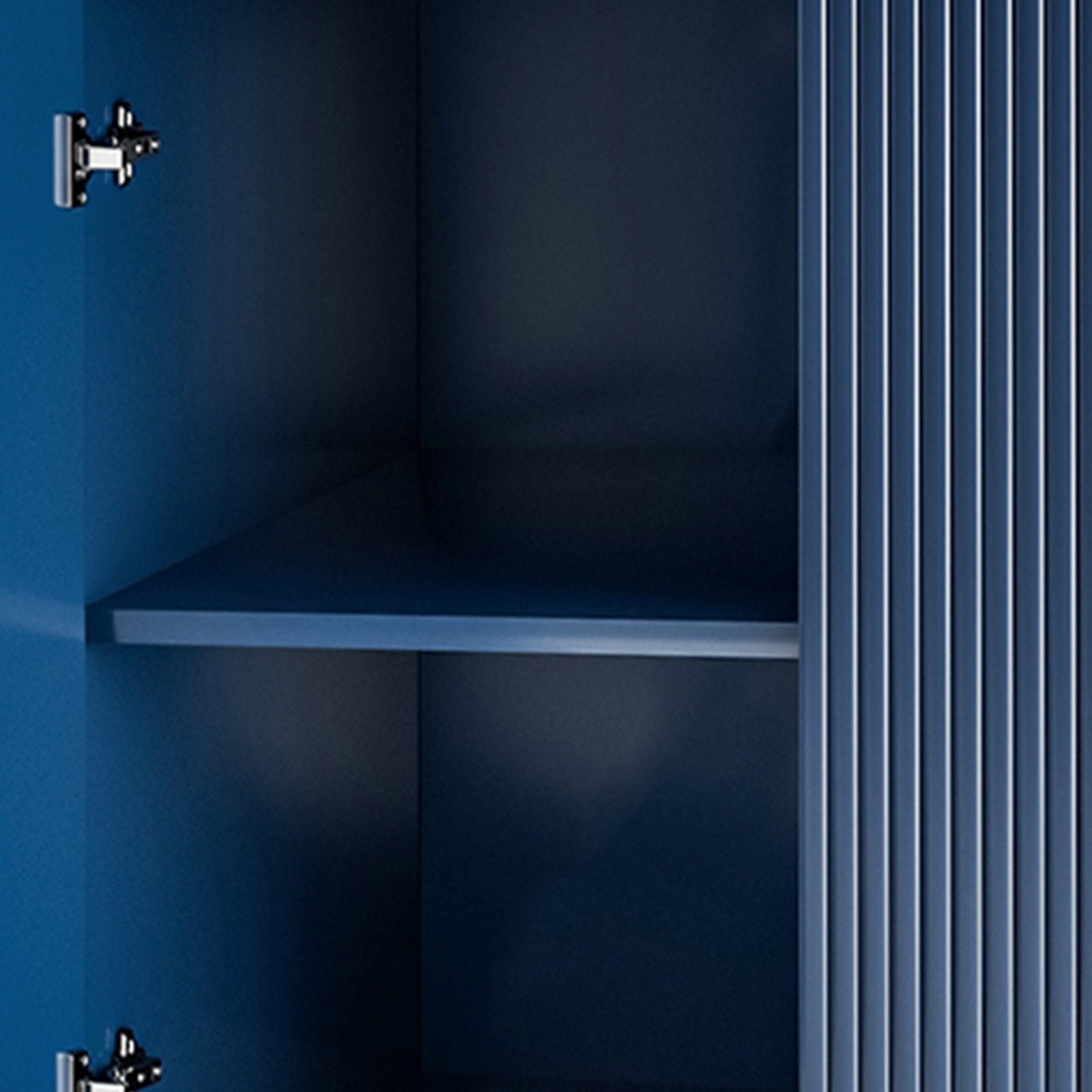 dunkelblau Sofatisch mit Nachttisch zwei SEEZSSA mit Beistelltisch), vergoldeten 2 Nachtkonsole Vertikaler Schubladen,Nachtkommode, Schrank Nachtschrank (Moderner und Türen Türen, Beinen
