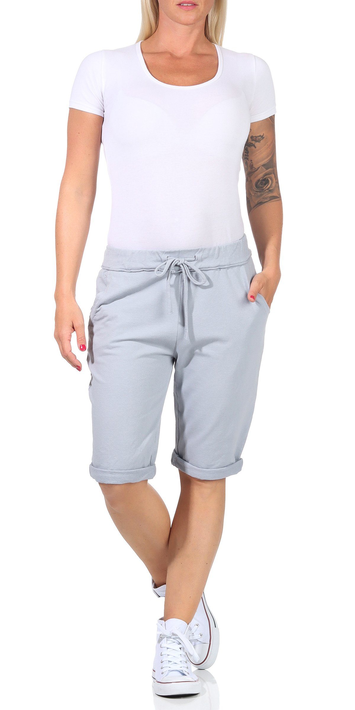 CLEO STYLE Bermudas Sweat Bermuda 1212 Hellgrau 42-46 günstig online kaufen