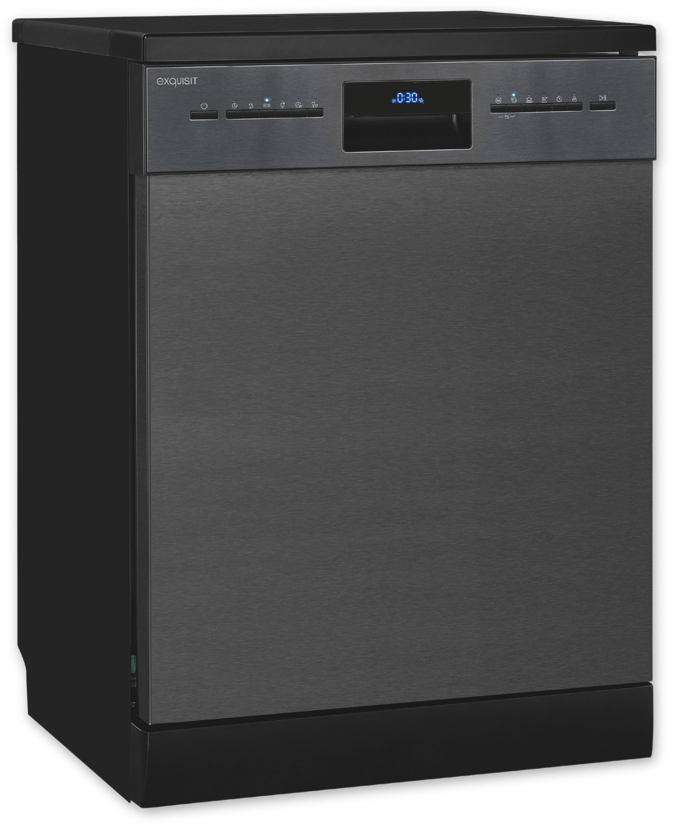 exquisit Standgeschirrspüler GSP9614-030B, 14 Maßgedecke, Stand-/Unterbaugerät, 14 Maßgedecke – sparsam mit 6 Programmen & LED