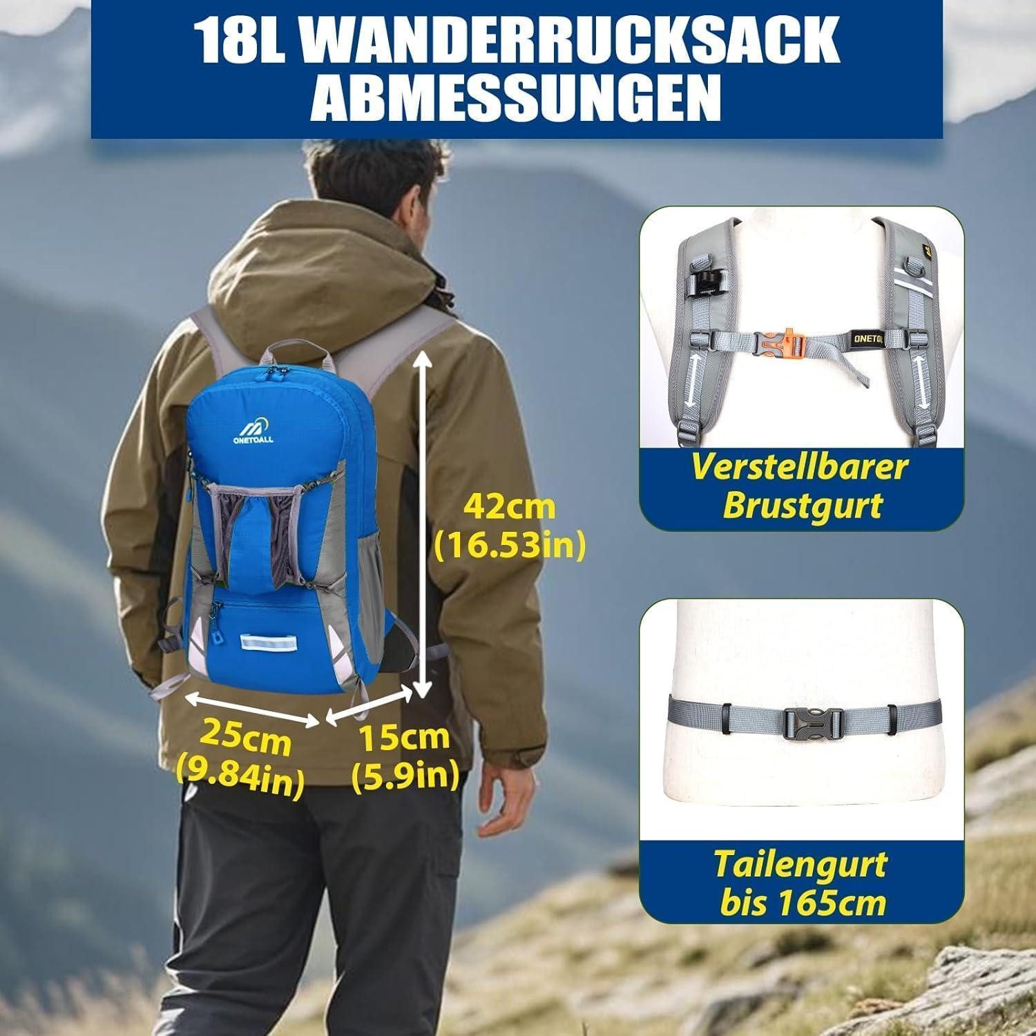 LuxusKollektion Fahrradrucksack Fahrradrucksack Regenschutz wasserdicht Rückenbelüftung Blau 18l