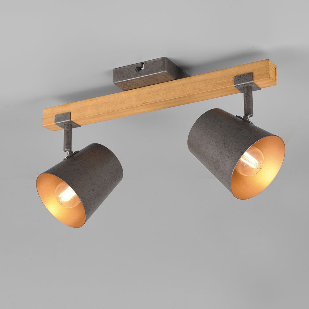etc-shop LED Deckenspot, inklusive, Fernbedienung Warmweiß, Holz Deckenlampe Vintage dimmbar Deckenstrahler Leuchtmittel