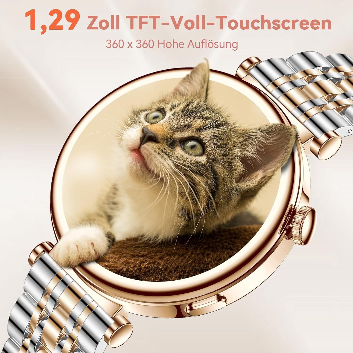 CIVO i109-2 Smartwatch (3,2 cm, android ios), Damen Smartwatch mit rundem 1.32" Display, Bluetooth Telefonie