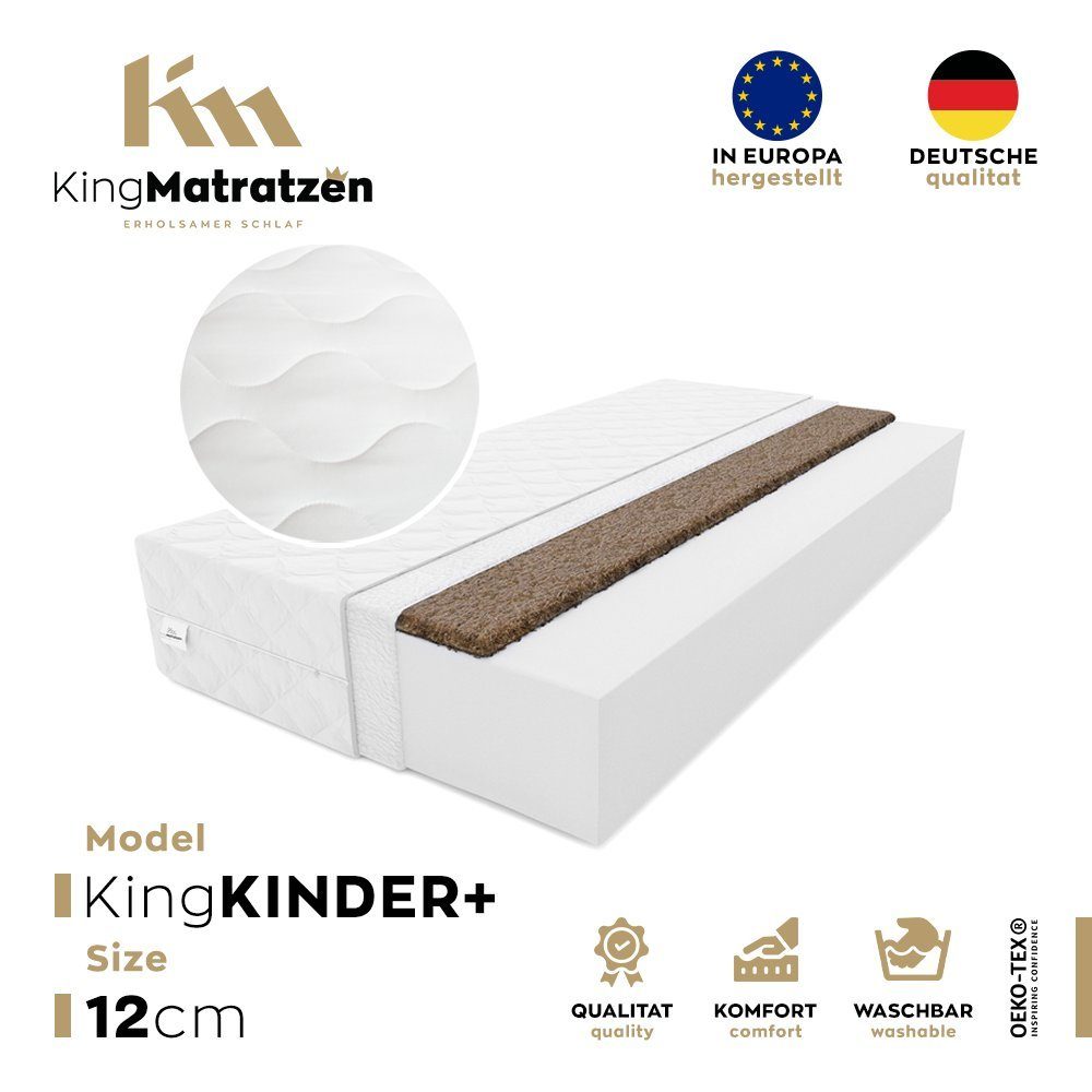 cm KingKINDER PLUS Kindermatratze 12 x x kokos Kindermatratze hoch KingMatratzen, cm, 12 H3/H4 matratze 80 200