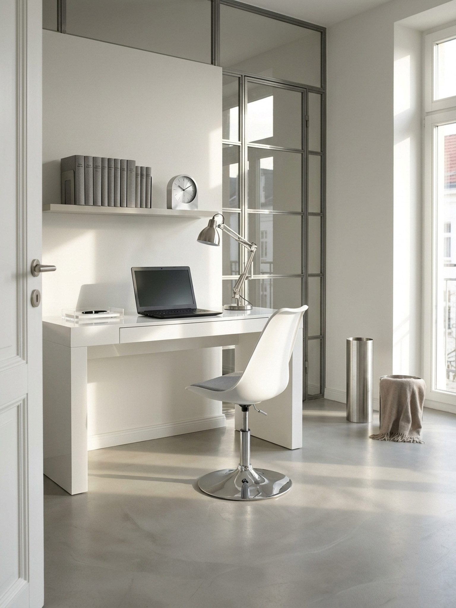 KADIMA DESIGN Besucherstuhl Drehsessel Stoff-Sitzfläche in Weiß/Grau Drehstuhl (Drehstuhl ist höhenverstellbar, Drehhocker mit Rückenlehne), Besucherstuhl mit Schalensitz, Wartezimmerstuhl