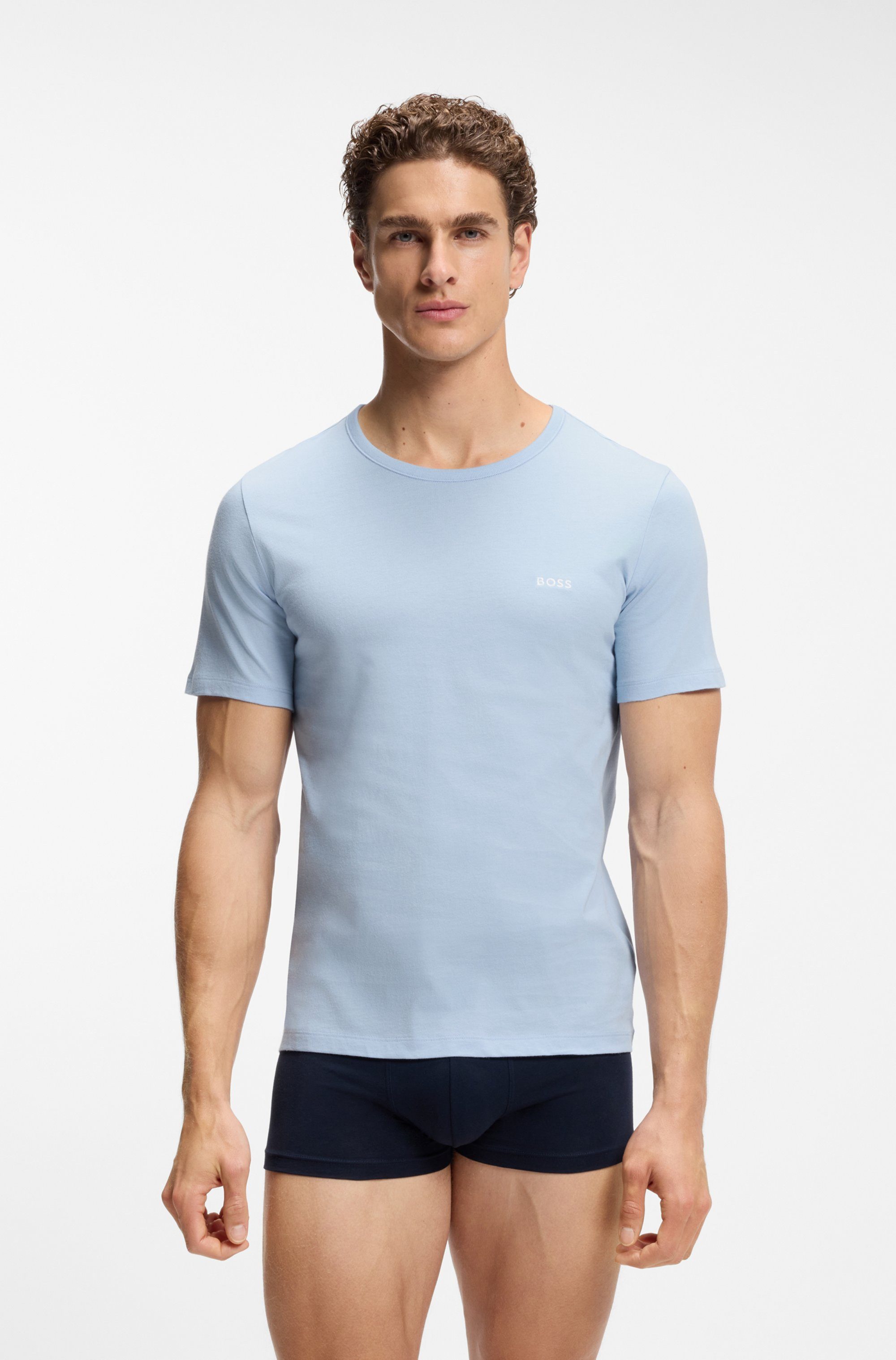 BOSS T-Shirt TShirtRN 3P Classic (Packung, 3-tlg) mit BOSS Stickerei