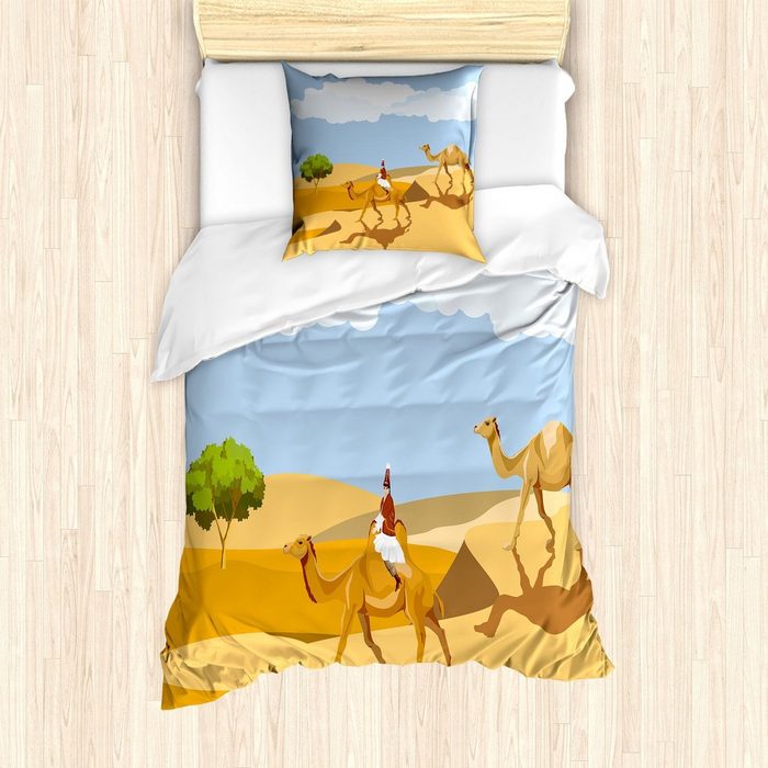 Bettwäsche Milbensicher Allergiker geeignet mit Kissenbezug Abakuhaus Microfaser Oase Frauen-Reiten auf einem Kamel