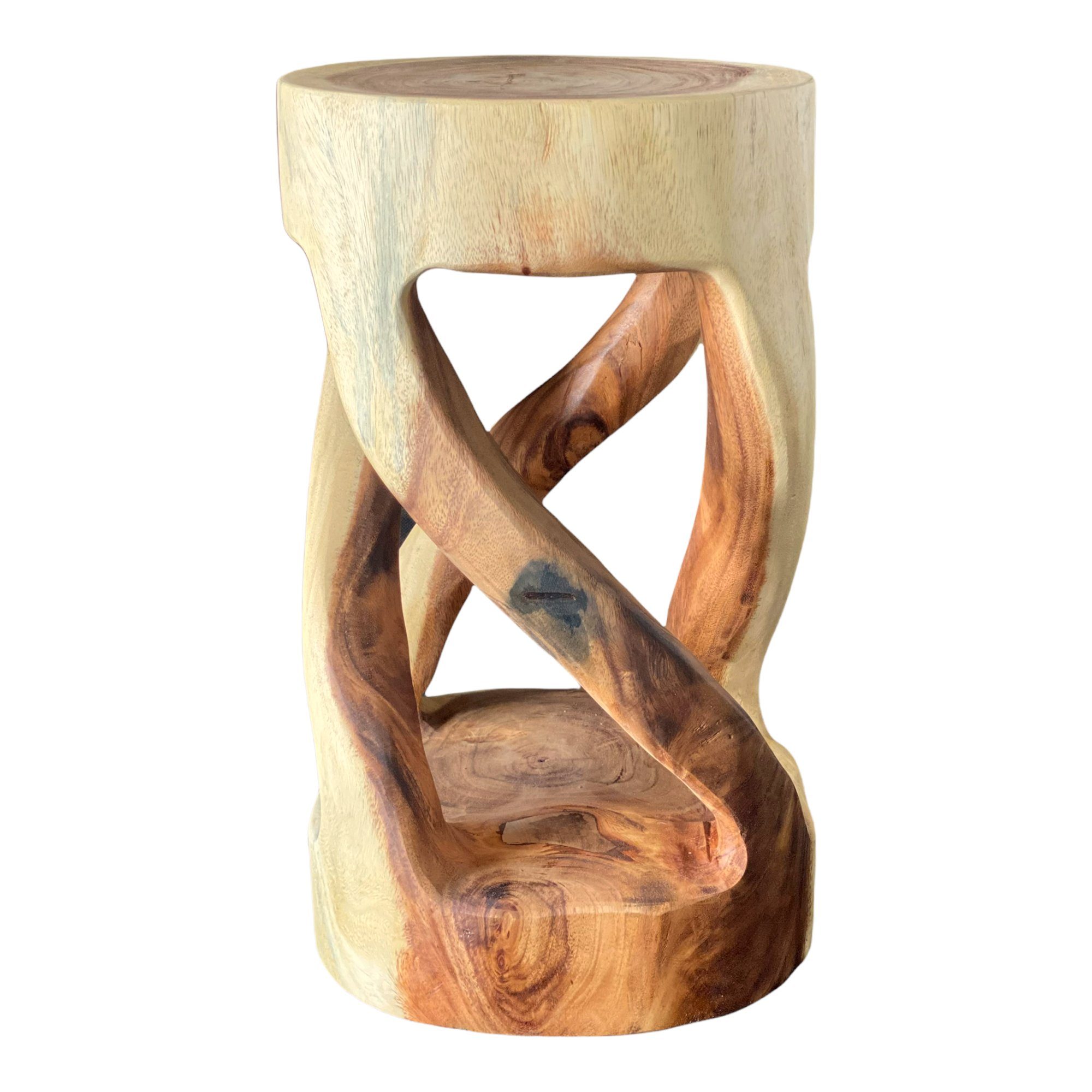 FaHome Beistelltisch Runder Holzhocker: Massiver (50x28x28) Massivholz Handgefertigt Suarholz Beistelltisch
