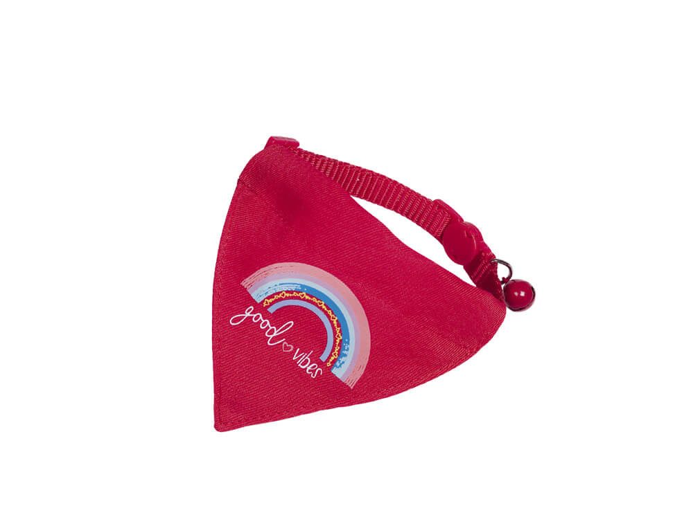 HURTTA Katzen-Halsband Katzenhalsband mit Tuch "Good Vibes", rot