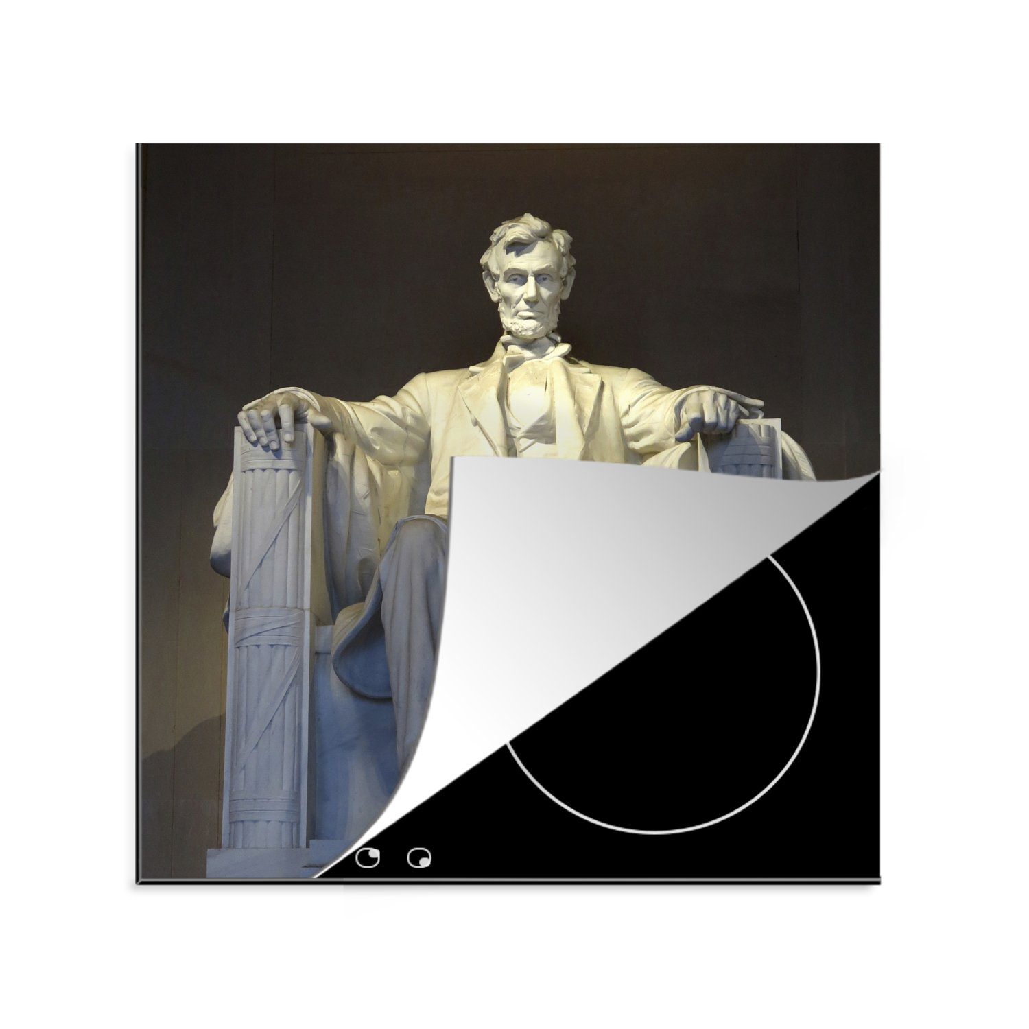 MuchoWow Herdblende-/Abdeckplatte Sonnenstrahl auf dem Lincoln-Denkmal, Vinyl, (1 tlg), 78x78 cm, Ceranfeldabdeckung, Arbeitsplatte für küche