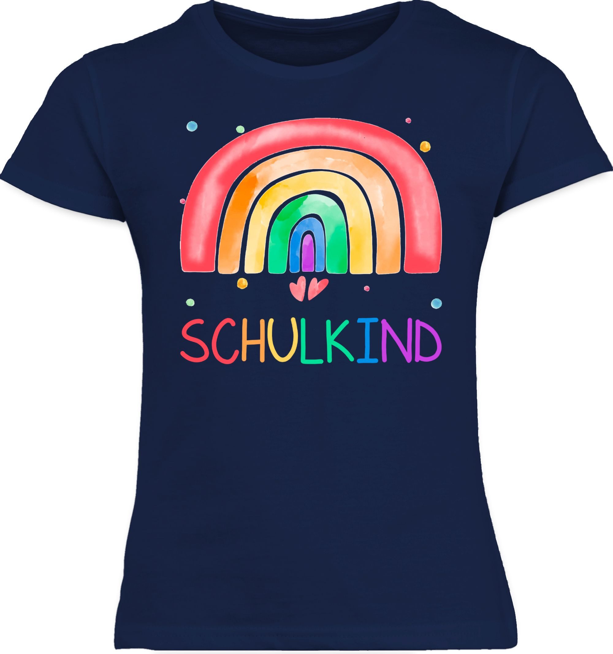 Shirtracer T-Shirt Regenbogen Schulkind Einschulung Mädchen