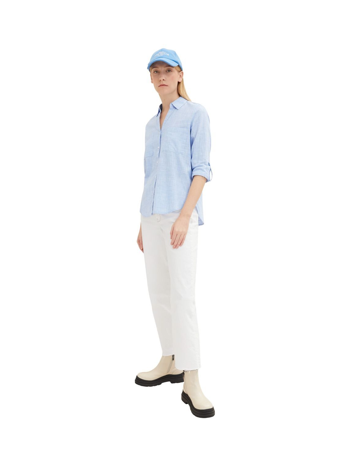 TOM TAILOR Blusenshirt SLUB STRUCTURE (1-tlg) aus 100% Baumwolle