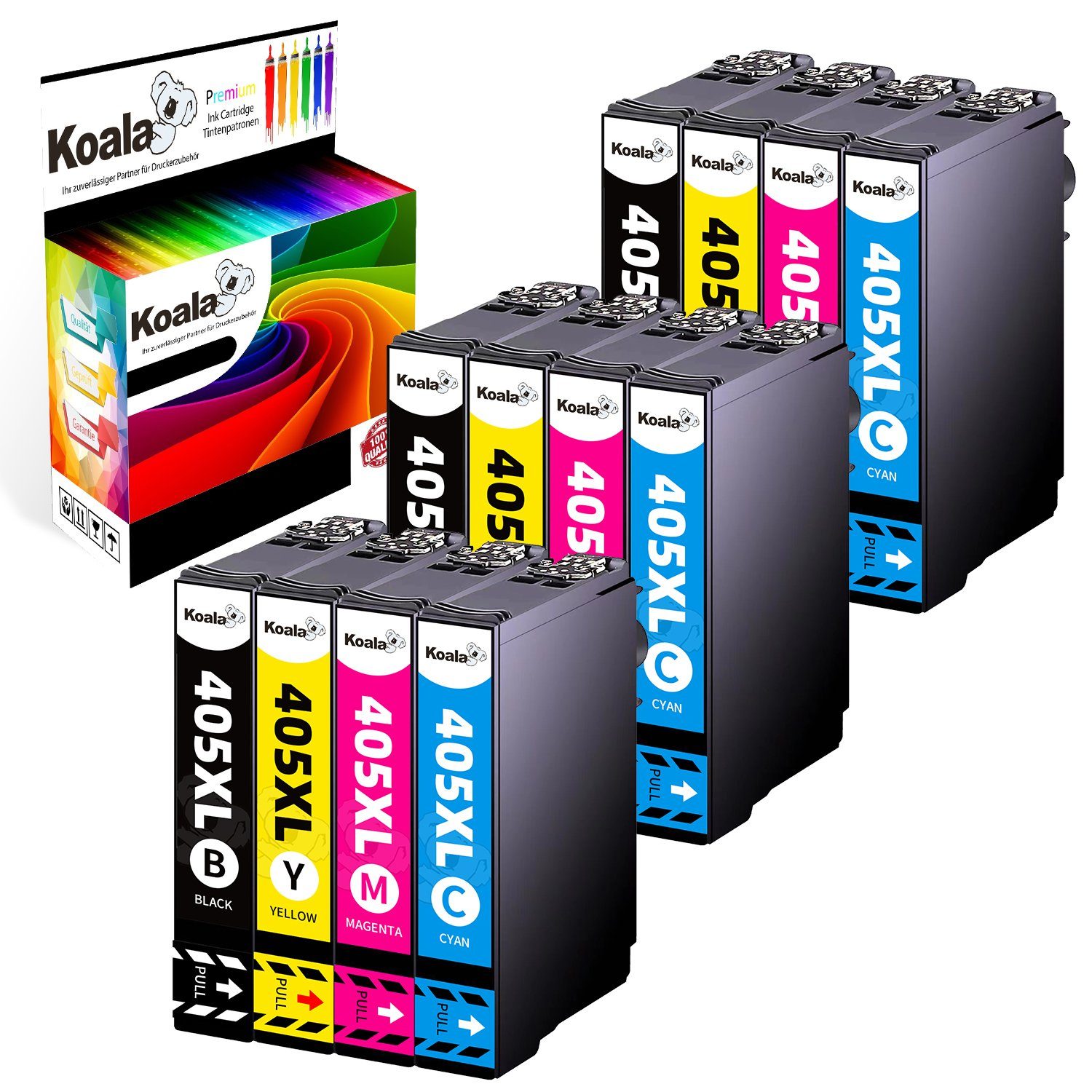 Koala 405XL Druckerpatronen für Epson 405 XL WorkForce Pro 12er Multipack Tintenpatrone (Packung, Epson 405 XL C13T05G64010 WorkForce Pro WF 4820 3830 4825 7830)