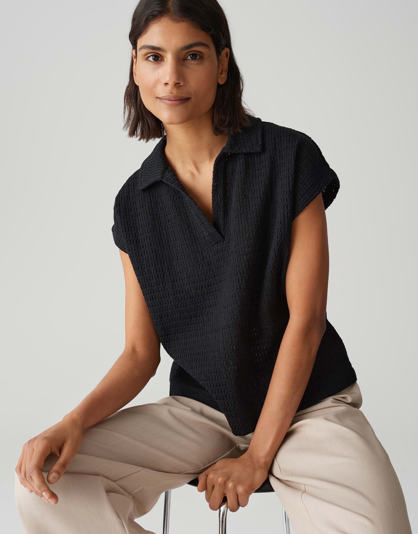 OPUS Poloshirt SOMONA Regular in Crochet Optik
