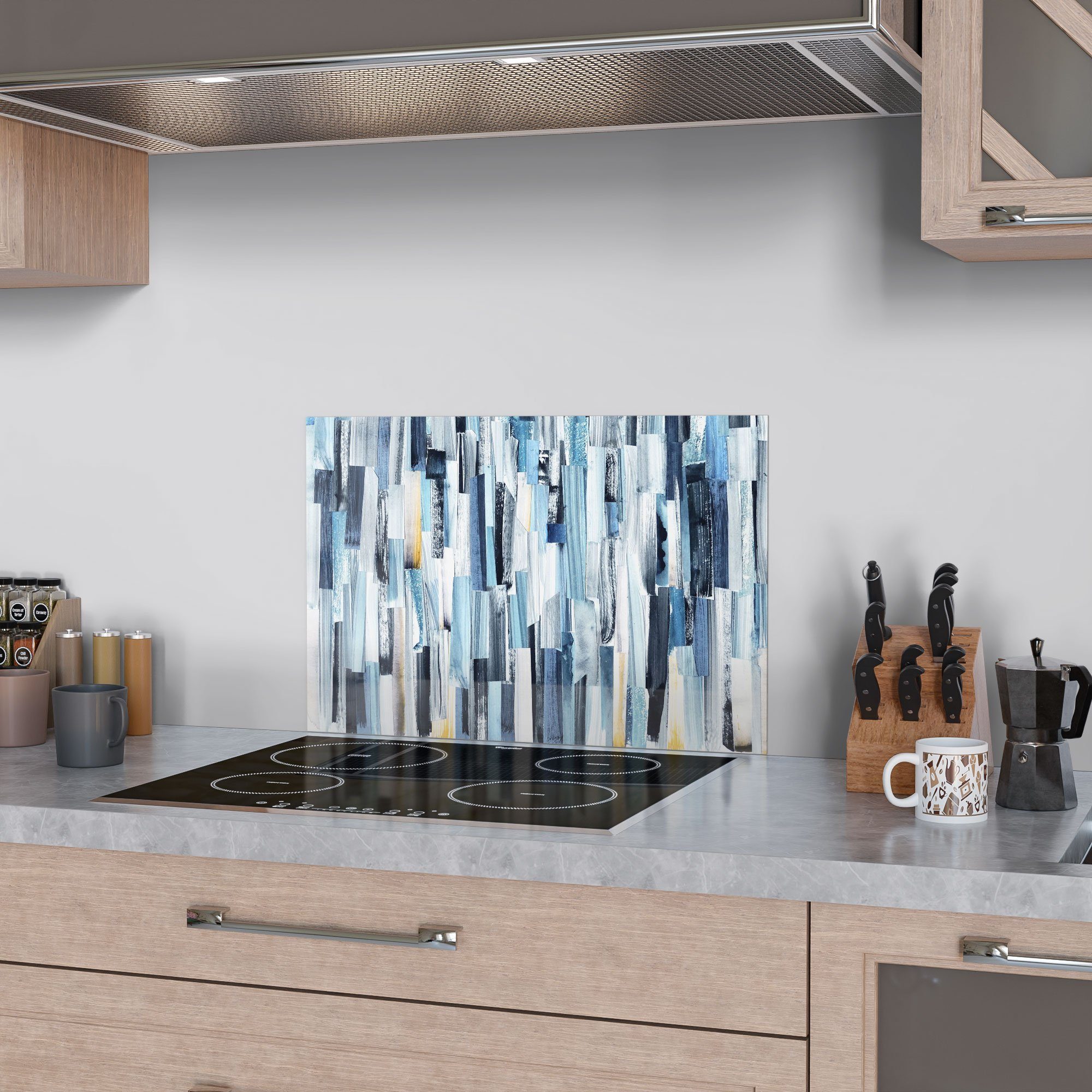 Spritzschutz Badrückwand Küchenrückwand Glas 'Vertikales DEQORI Herdblende Streifendesign',