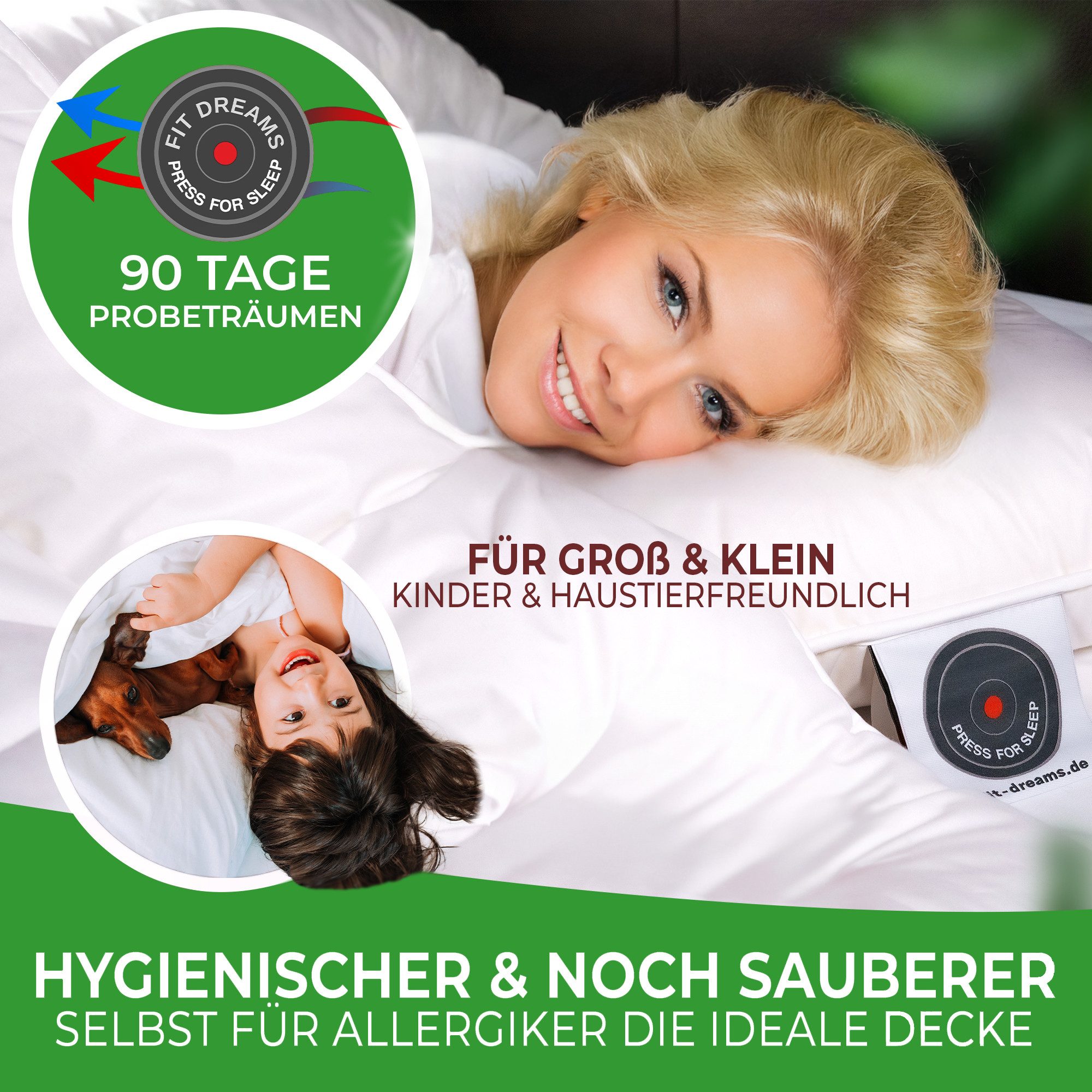 FIT DREAMS PRESS FOR SLEEP Bett-Set Premium Ganzjahresdecke - klimaregulierend inkl. Tragetasche, Füllung: 100% Natur-Vliesmischung aus 60% Leinen, 40% Lyocell-Cell Solution - 135x200 - 155x220 - 200x200, natürliche Ganzjahresdecke - vegane Steppdecke - Bestseller