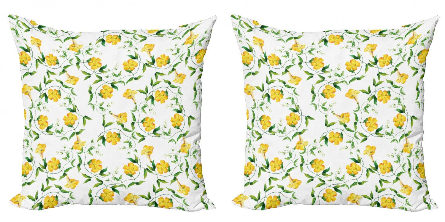 Doppelseitiger Kissenbezüge Modern Gelbe Stück), Accent Theme Abakuhaus (2 Blume Botanical Digitaldruck,