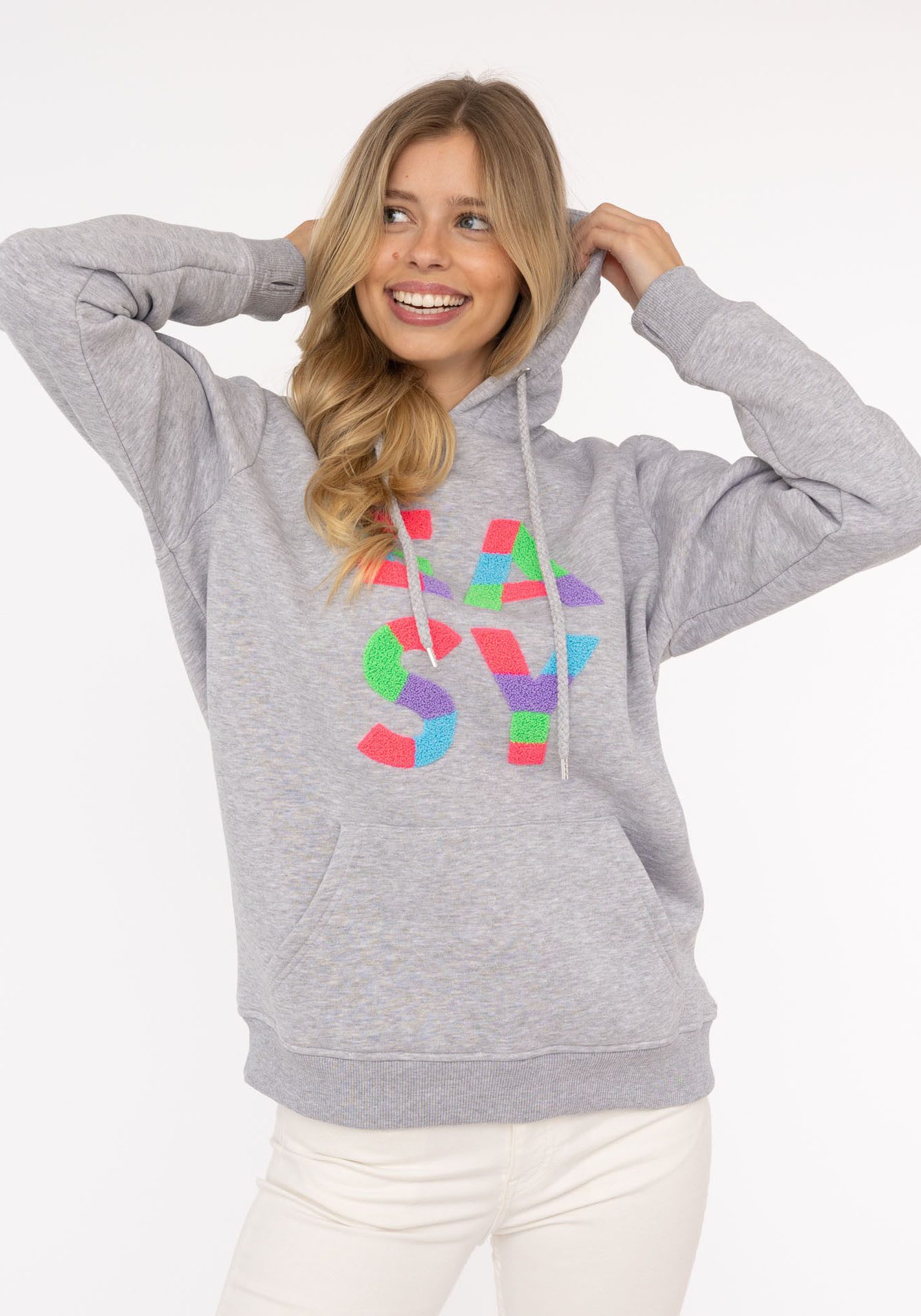 Zwillingsherz Hoodie "EASY" mit buntem Easy Schriftzug günstig online kaufen