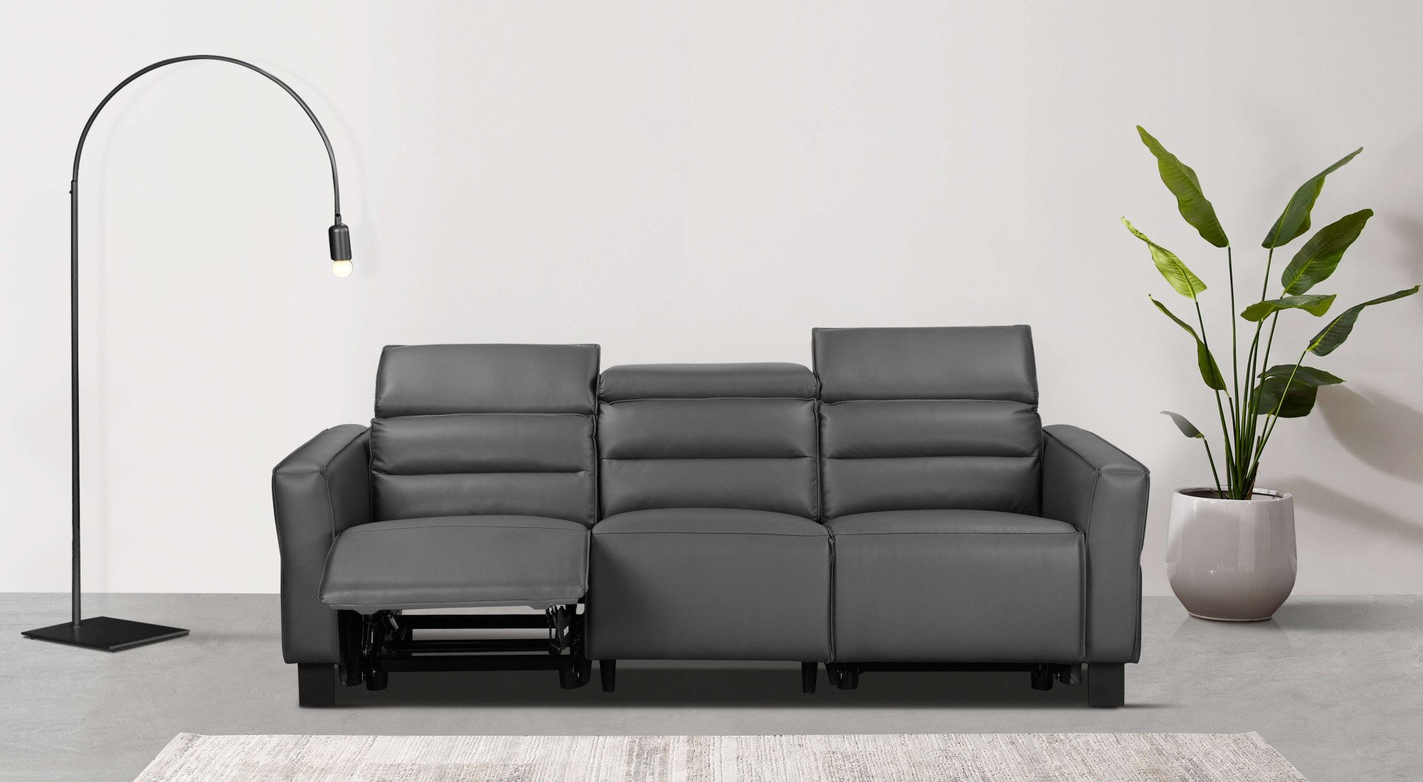 Home affaire 3-Sitzer Carpari, 224cm, manuelle od. elektrische Relaxfunktion in 2 Sitzen, mit USB-A/C, Kopfteilverstellung, Echtleder, Kunstleder, Webstoff