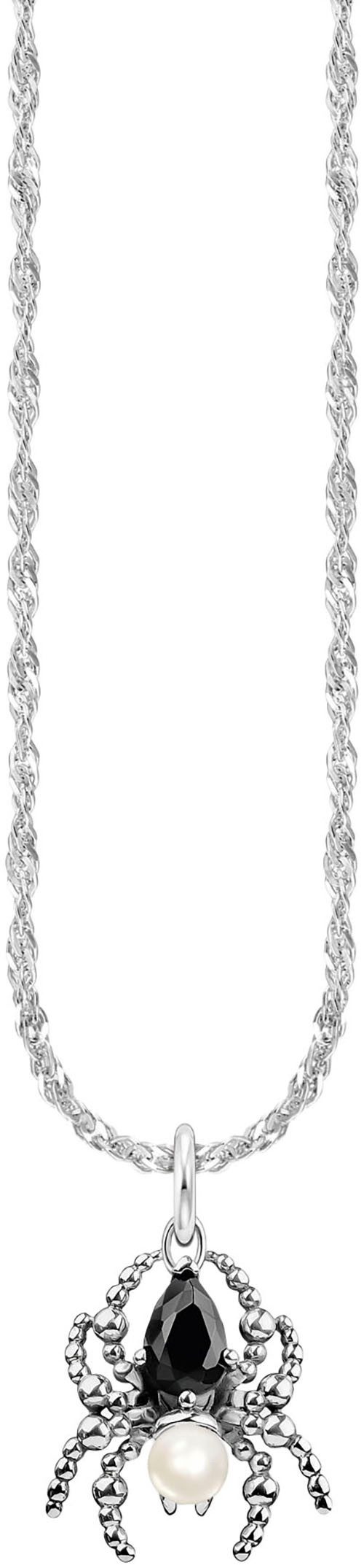 THOMAS SABO Kette mit Anhänger Spider Romance Kette Spinnen-Design, mit Zirkonia (synth) - mit Süßwasserzuchtperle
