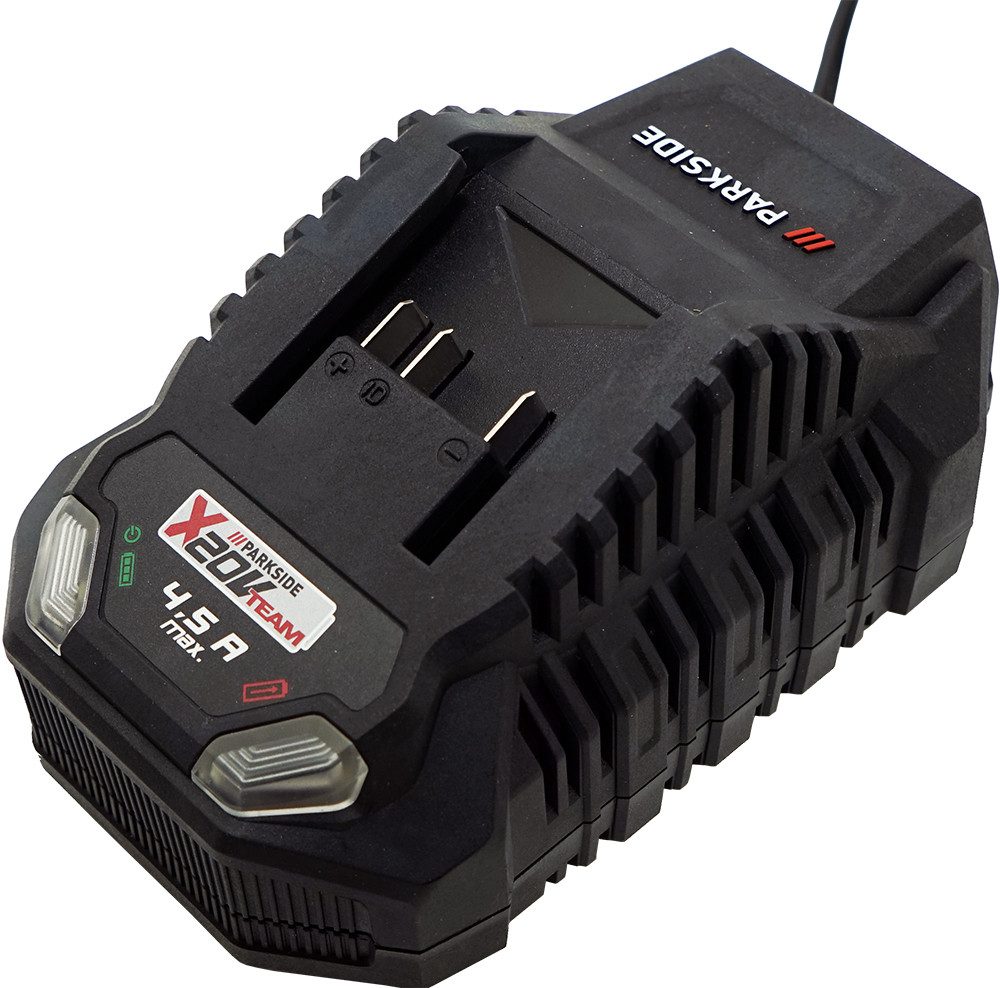Parkside 20V 4,5A Akku Ladegerät PLG 20 (ohne Akku) 120W Schnellladegerät Batterie-Ladegerät (Mit automatischer Ladeabschaltung und LED-Ladeindikator)