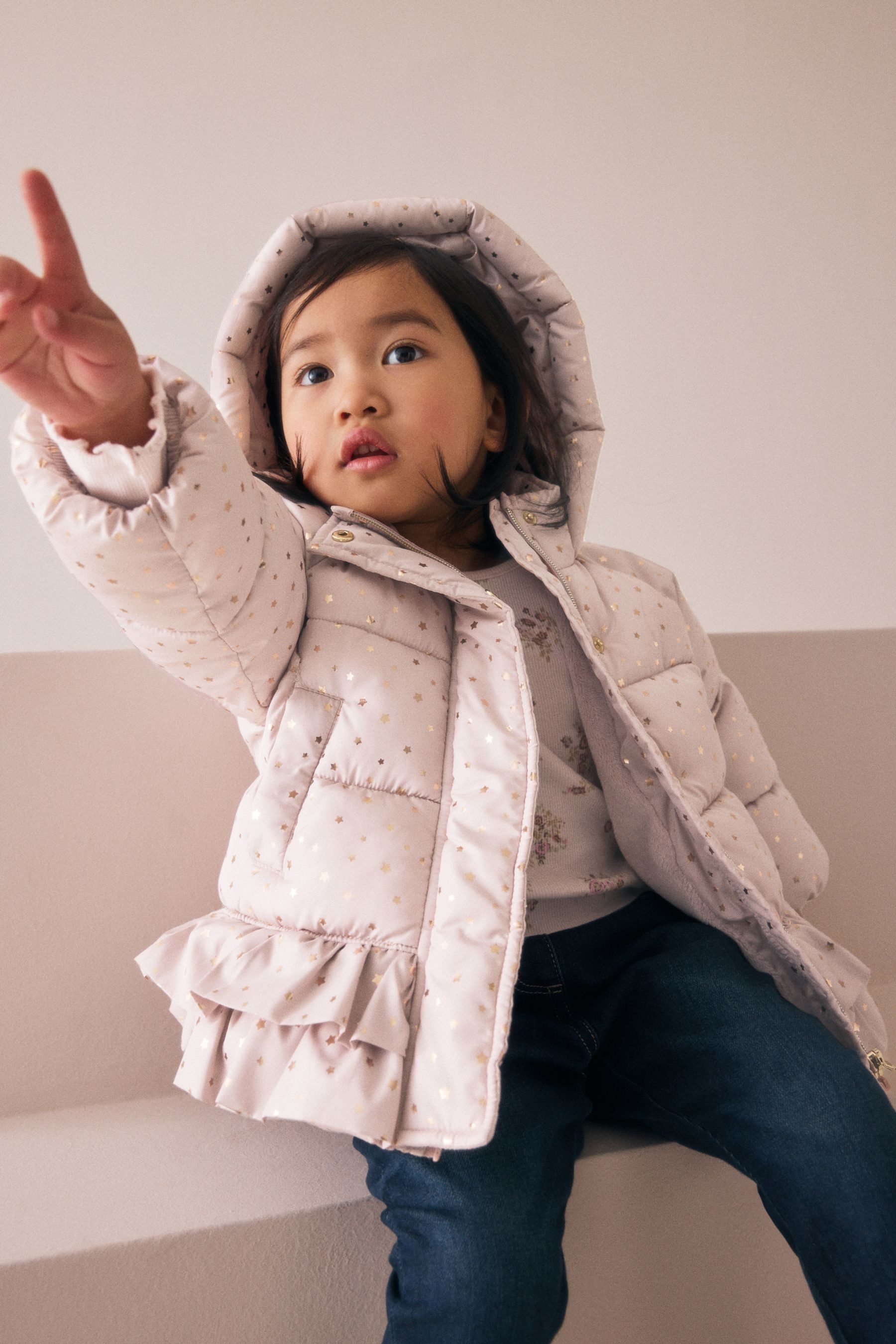 Next Steppmantel Wasserabweisender Steppmantel mit Rüschensaum (1-tlg)