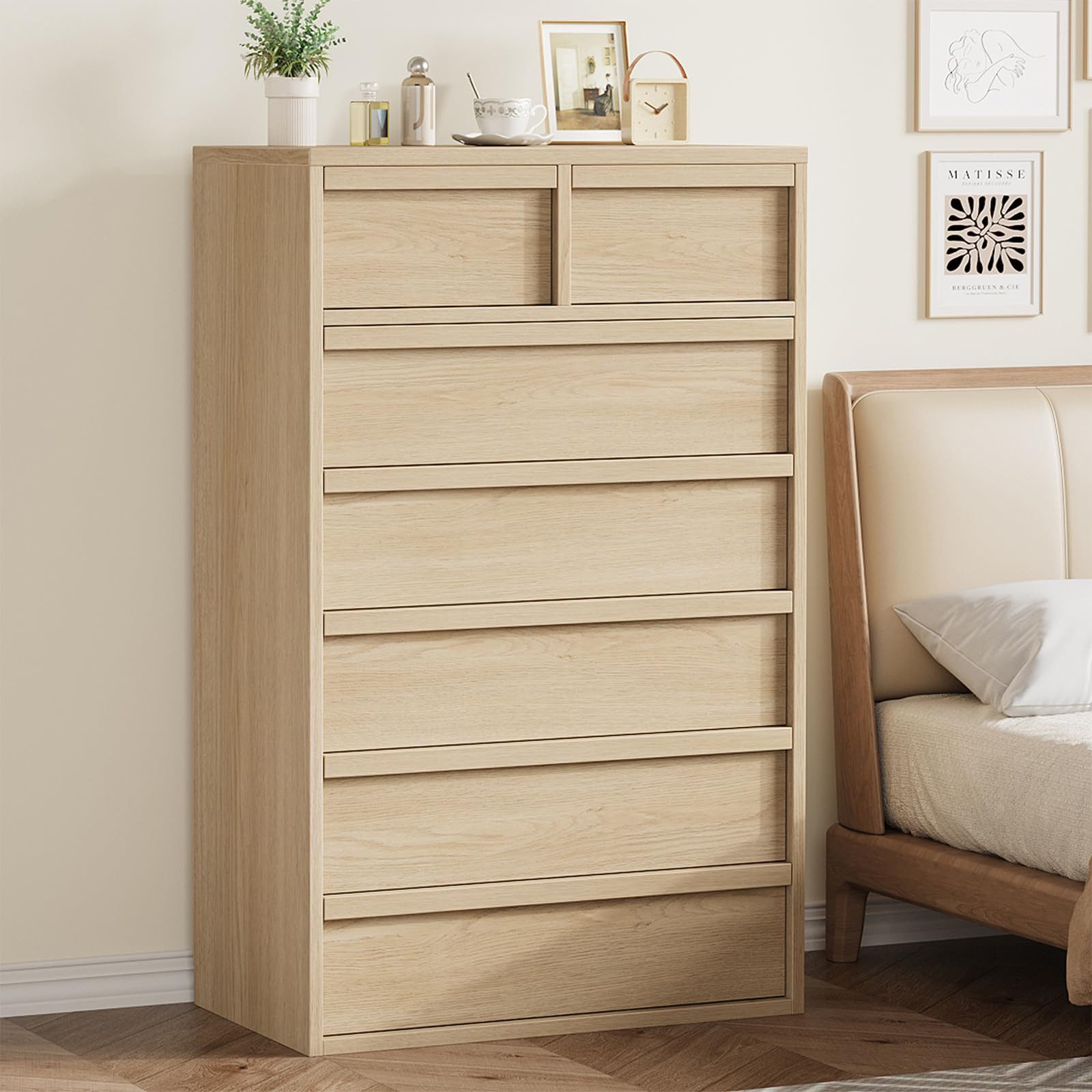 GarveeMore Kommode Stilvoll Highboard Schubkastenkommode Hochkommode Kombikommode, 5/7 Schubladen großem Stauraum, moderner Kommoden-Organizer-Sideboard