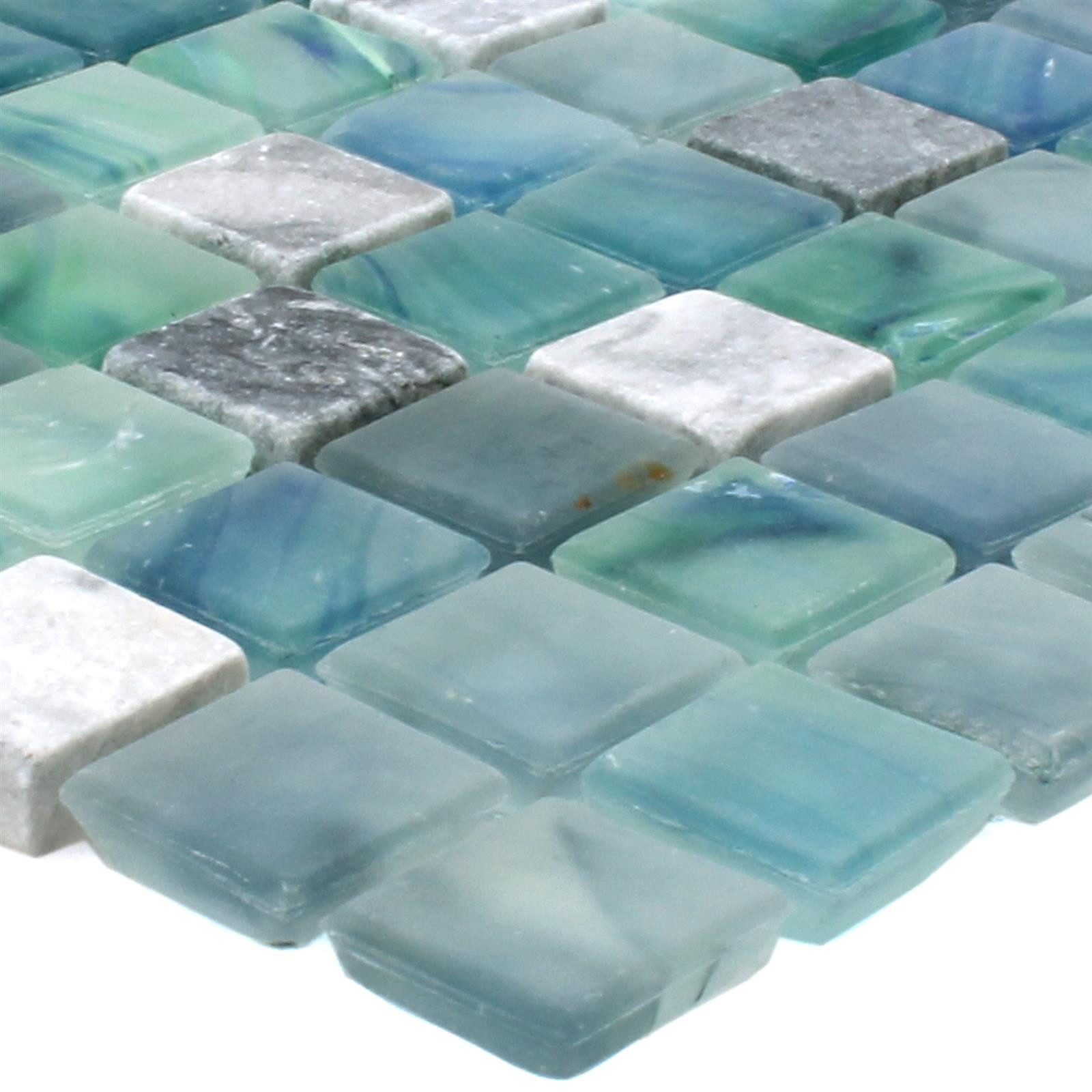 Mosafil Mosaikfliesen Mosaikfliesen Mayon Glas Marmor Mix Seegrün, Naturstein-Glas 29.500x29.500, grau-seegrün, Verlegefertig auf ein Netz geklebt - Frostsicher - Wasserfest