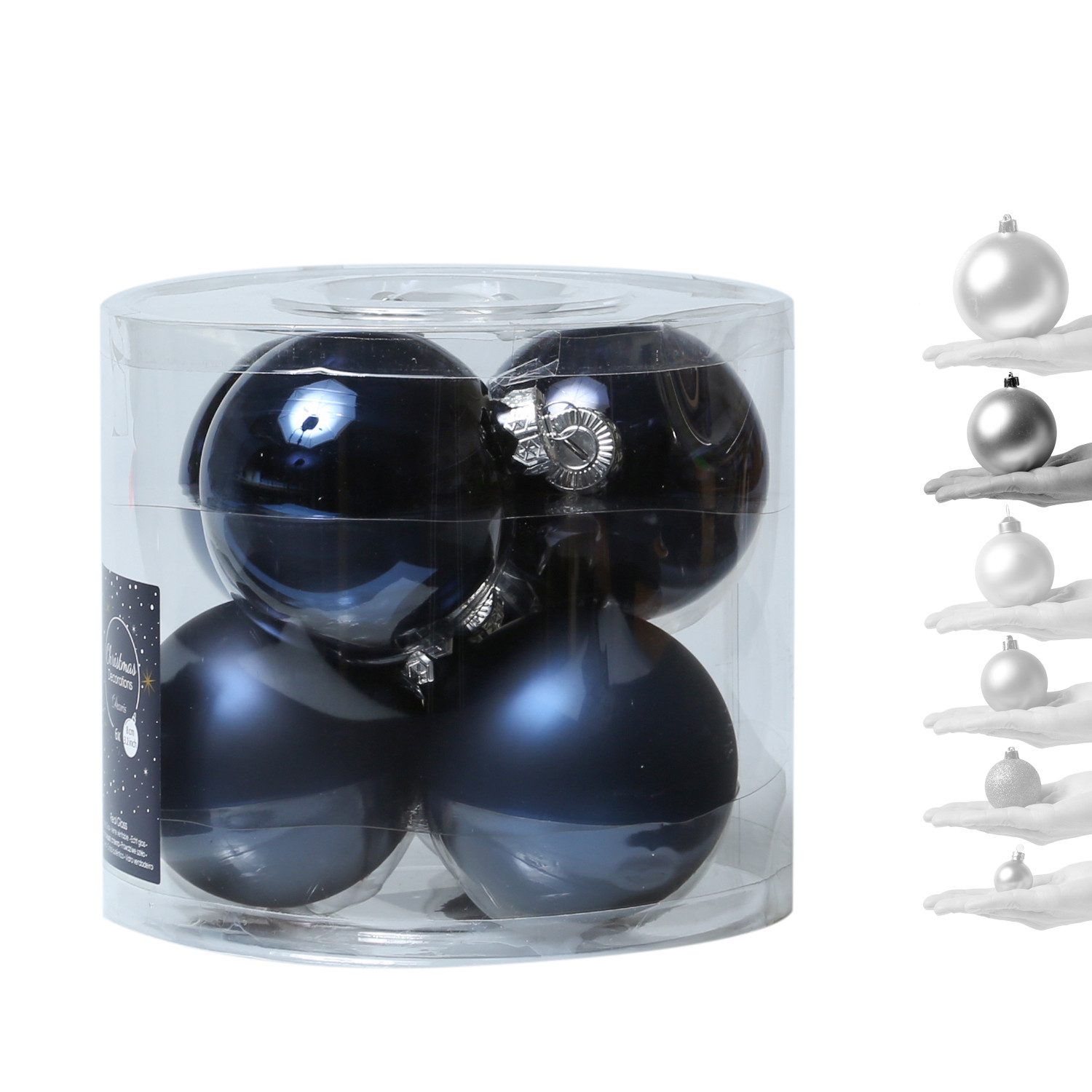 MARELIDA Weihnachtsbaumkugel Christbaumkugeln Weihnachtskugeln Glas 8cm glänzend matt blau 6St. (6 St)