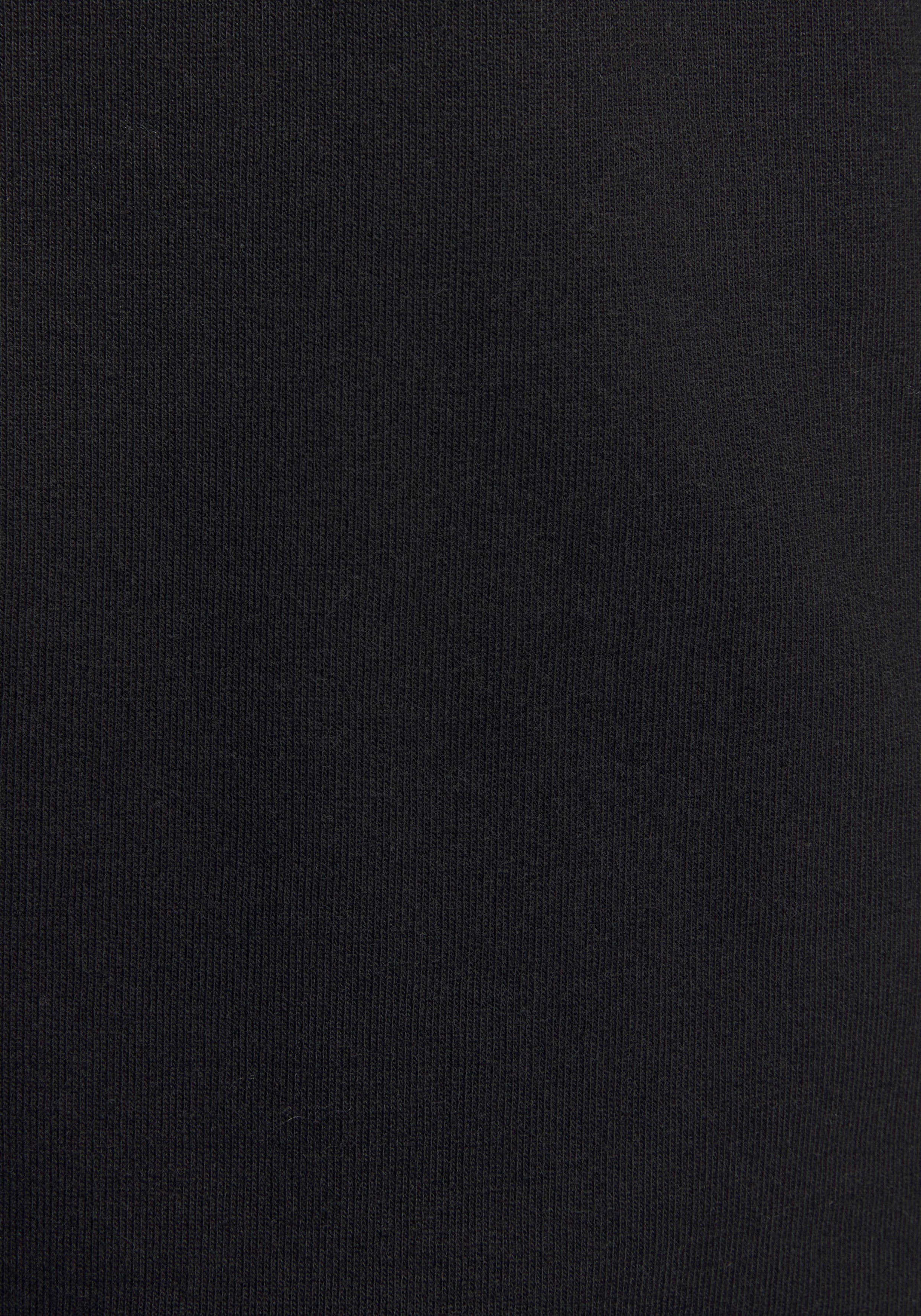 und Details mit seitlichen / Kapuzensweatjacke Sweatshirtjacke LASCANA Loungeanzug schwarz Roségold Taschen, in
