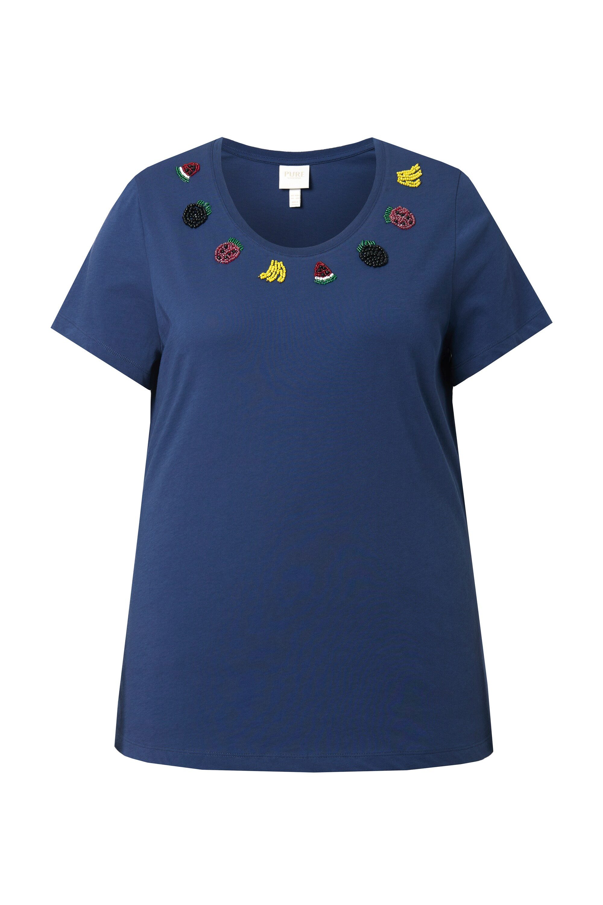 Ulla Popken T-Shirt T-Shirt Perlenfrüchte Rundhals Halbarm günstig online kaufen