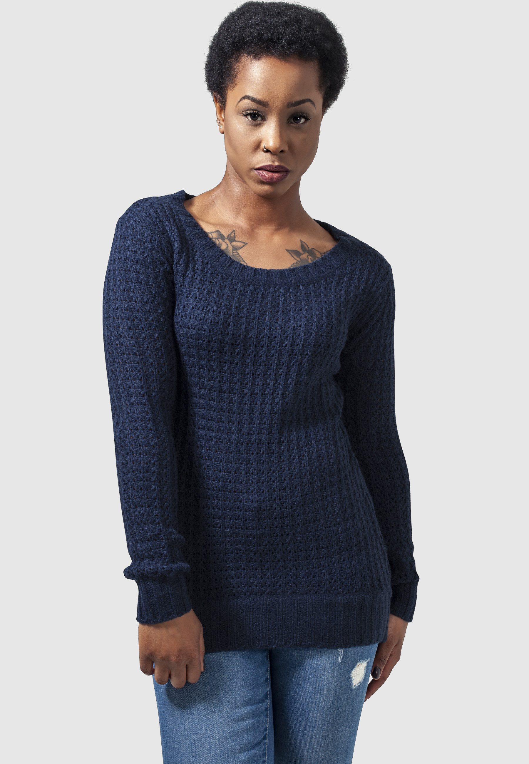 URBAN CLASSICS Rundhalspullover Urban Classics Damen Ladies Long Wideneck Sweater (1-tlg)