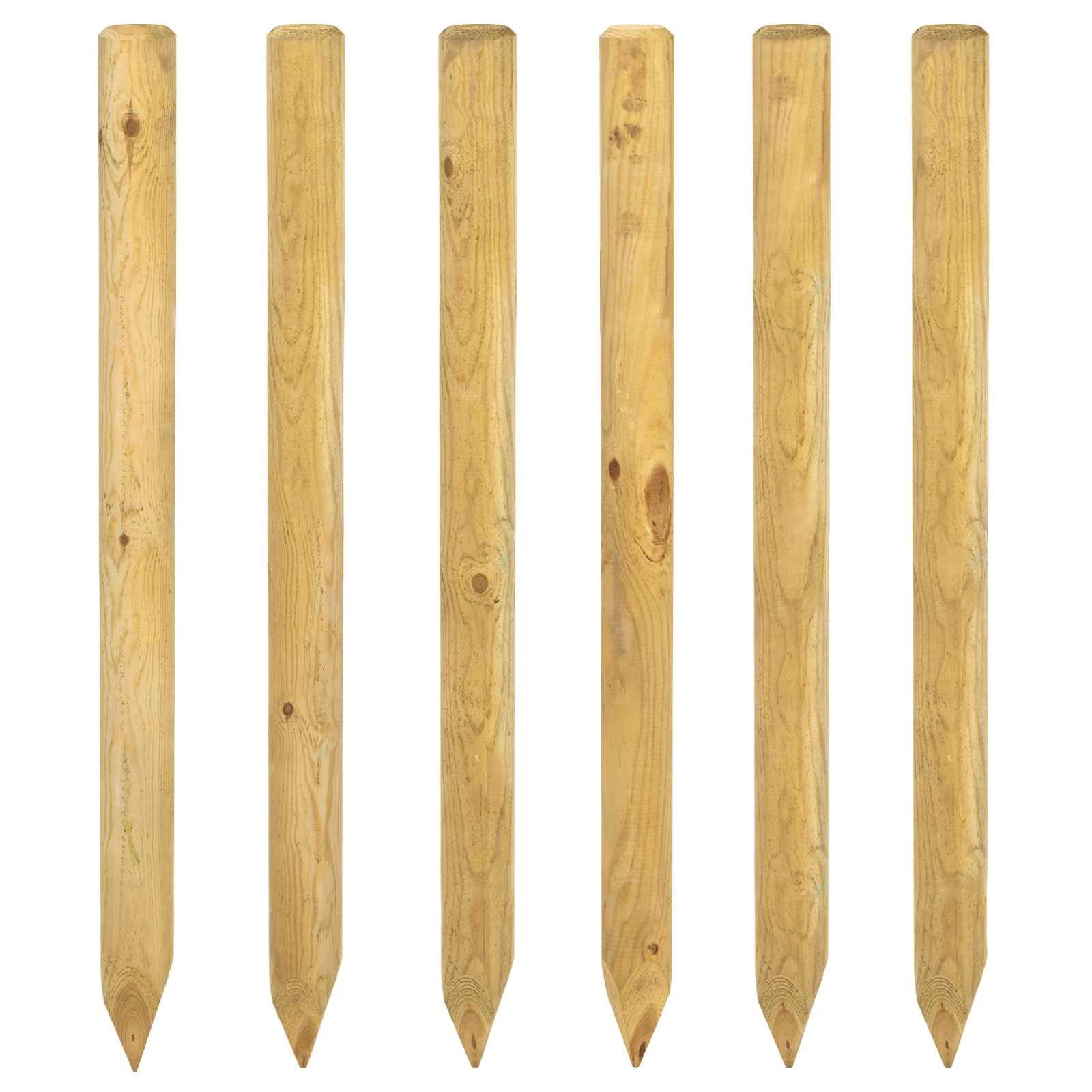 vidaXL Zaunpfosten Zaunpfosten 6 stk. Braun 150 cm Massives Kiefernholz, (6-St)