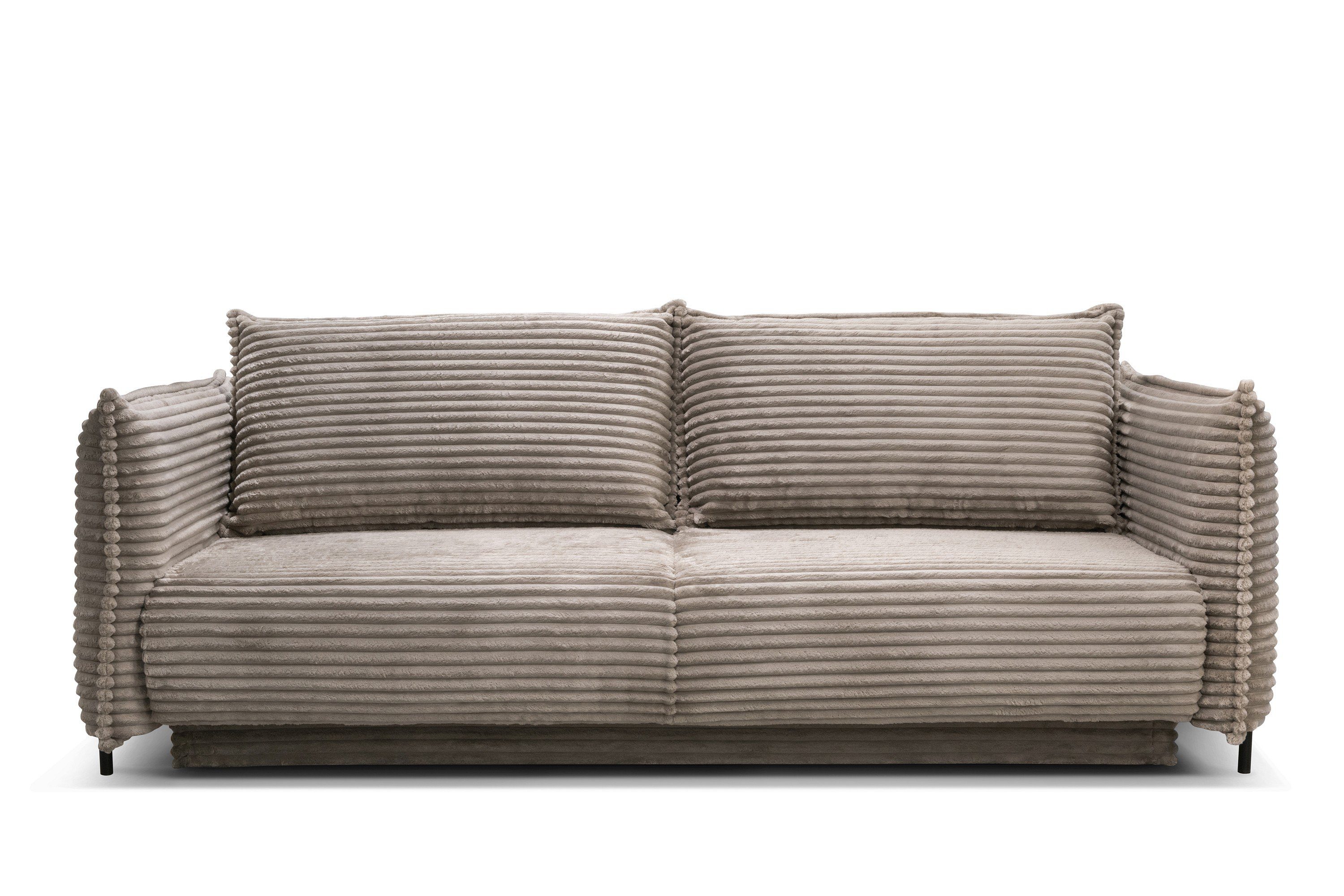 Möbel für Dich Sofa Bettsofa Amalfi mit Cord bezogen sowie mit Bettkasten und Farbauswahl, Cordbezug mega-3-taupe