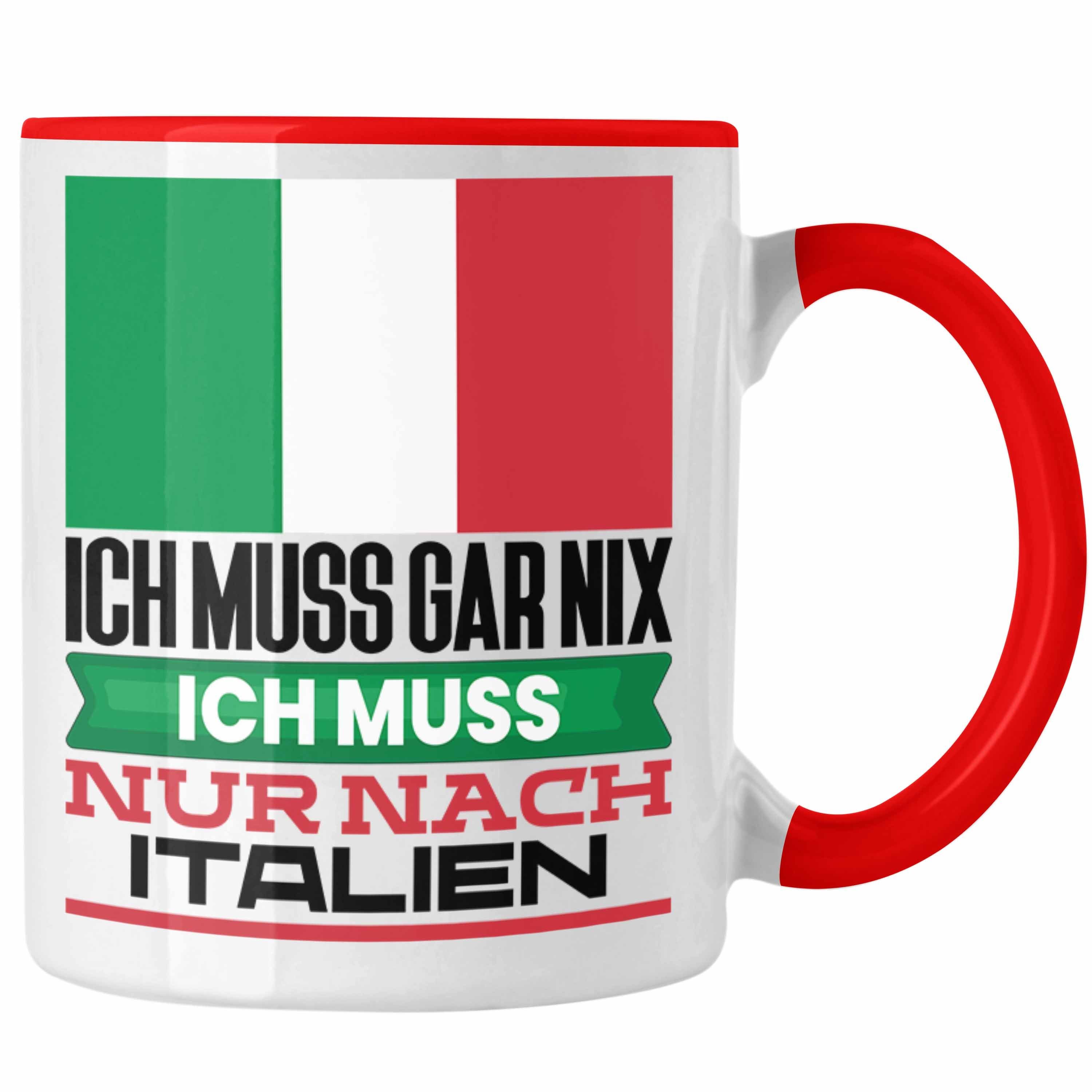 Trendation Tasse Italien Tasse Geschenk für Italiener Geburtstag Urlaub Geschenkidee Ic Rot