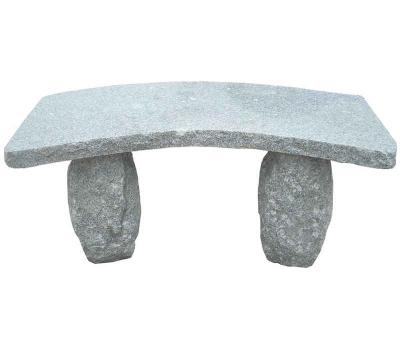 Dehner Gartenbank 2-Sitzer, 100 x 40 x 45 cm, Granit, grau, robuste und klassisch schöne Sitzbank mit gebogener Sitzfläche