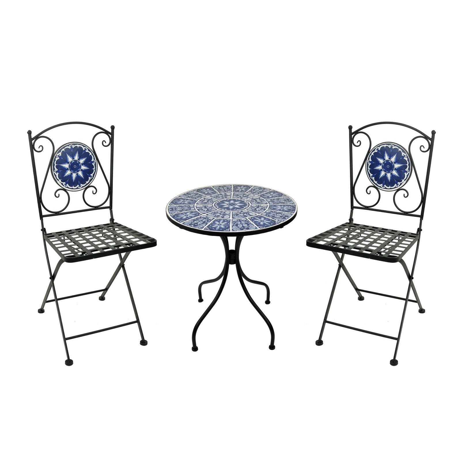 HTI-Line Balkonset Metalltisch mit 2 Stühlen Marokko, (Set, 3-tlg., 1x Tisch und 2x Stühle), Sitzgruppe Metall Garten Nostalgisch
