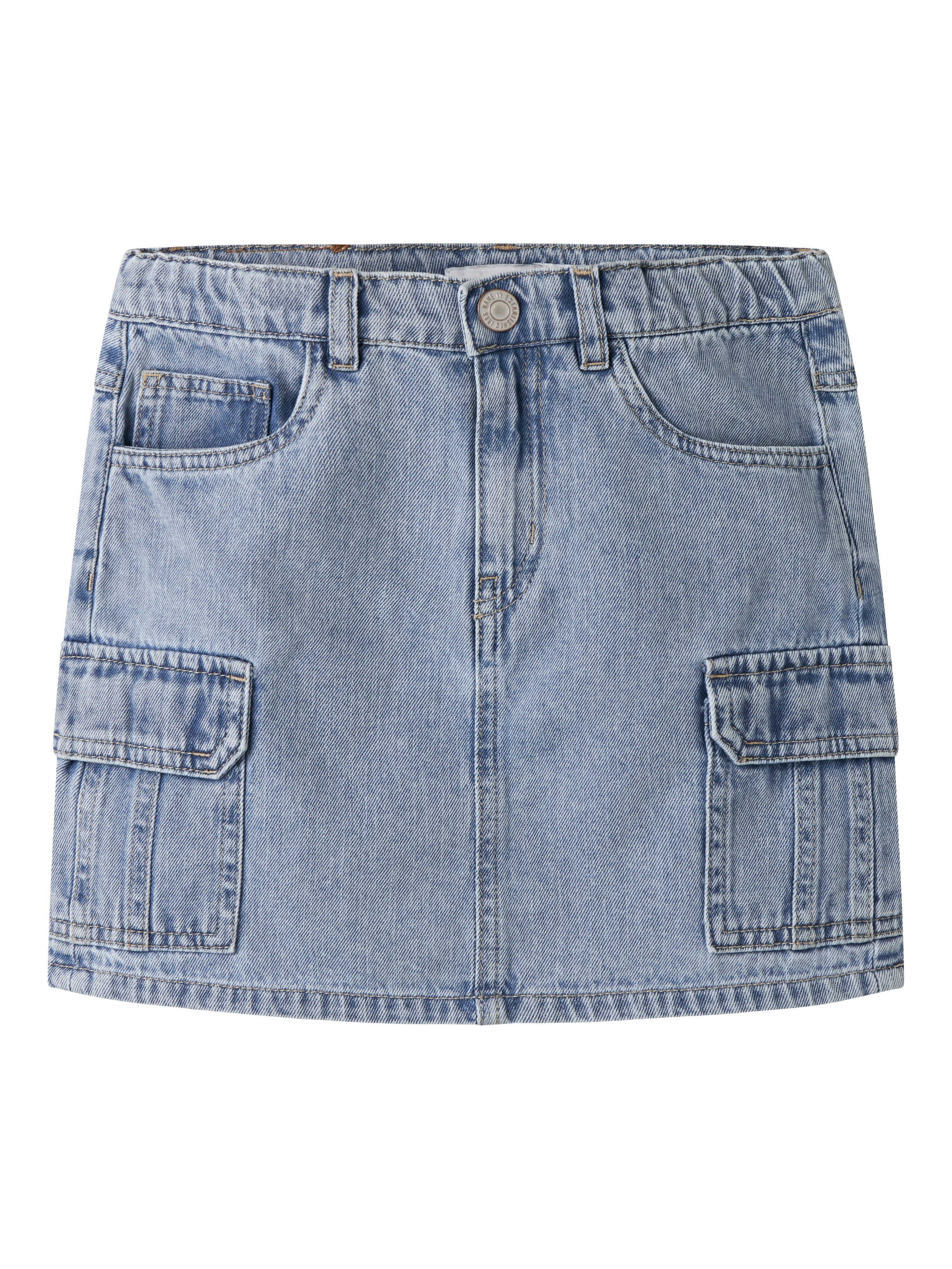 Name It Jeansrock NKFMELLA DNM CARGO SKIRT 2288-OV D Baumwolle, Cargotaschen, Used Look