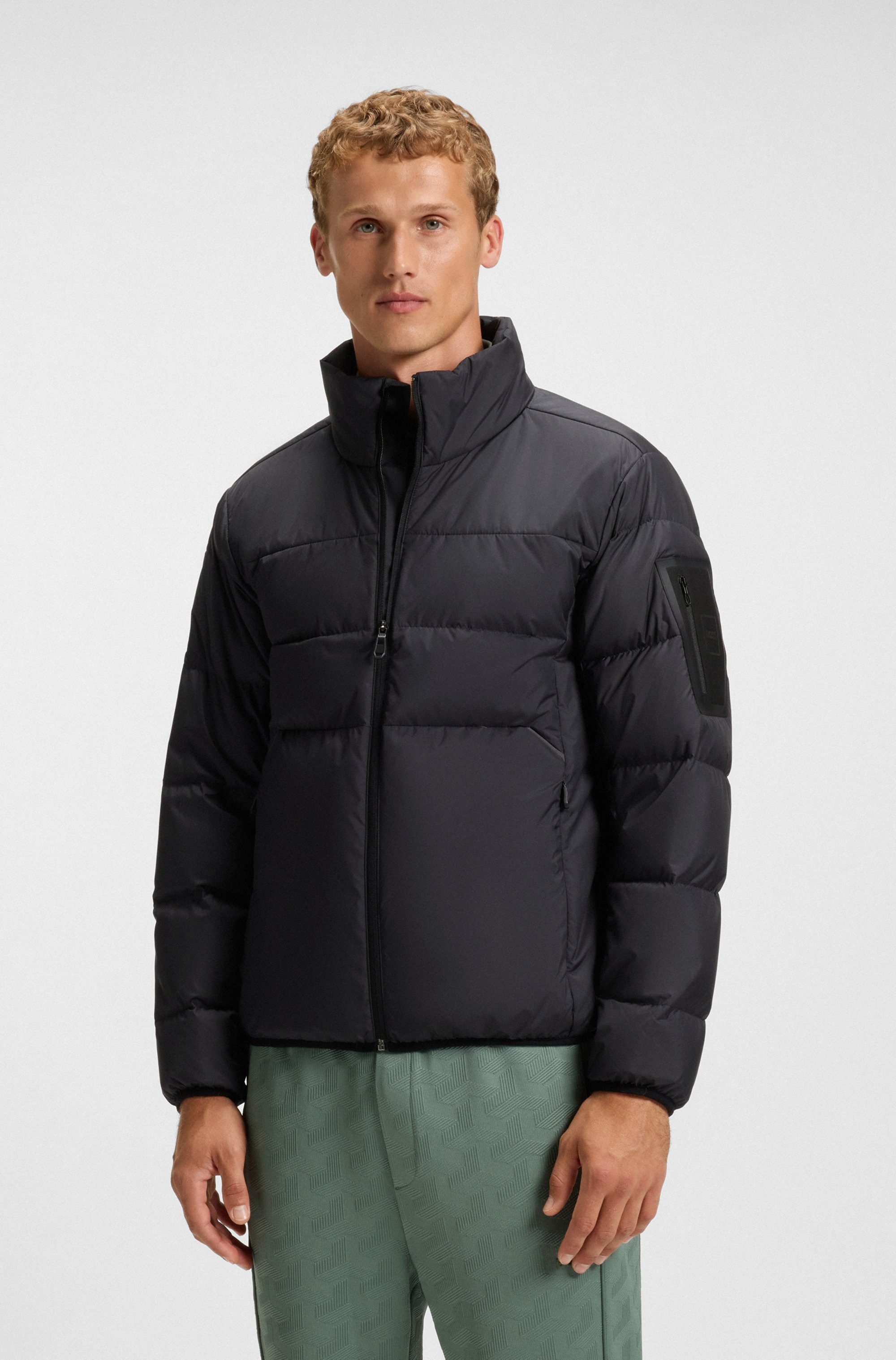 BOSS GREEN Daunenjacke Stehkragen, reflektierende Details, günstig online kaufen