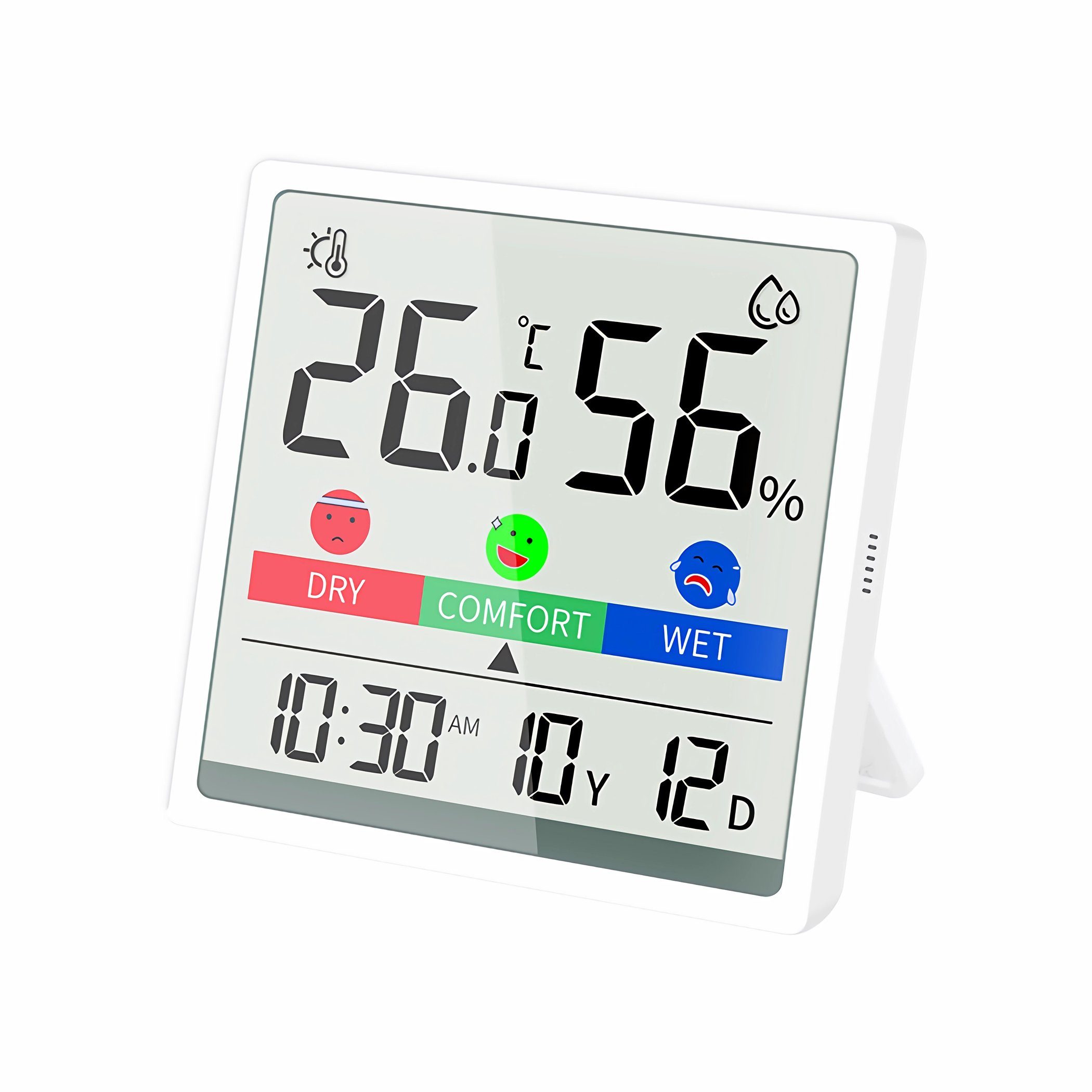 Bolwins Raumthermometer H81C Digital Date Uhr Thermometer Hygrometer LCD Display Klimaanlage, Funk-Wetterstation / Digitales Thermometer & Hygrometer 1-tlg., mit LCD-Display, LCD-Display, Temperatur- & Luftfeuchtigkeitsanzeige