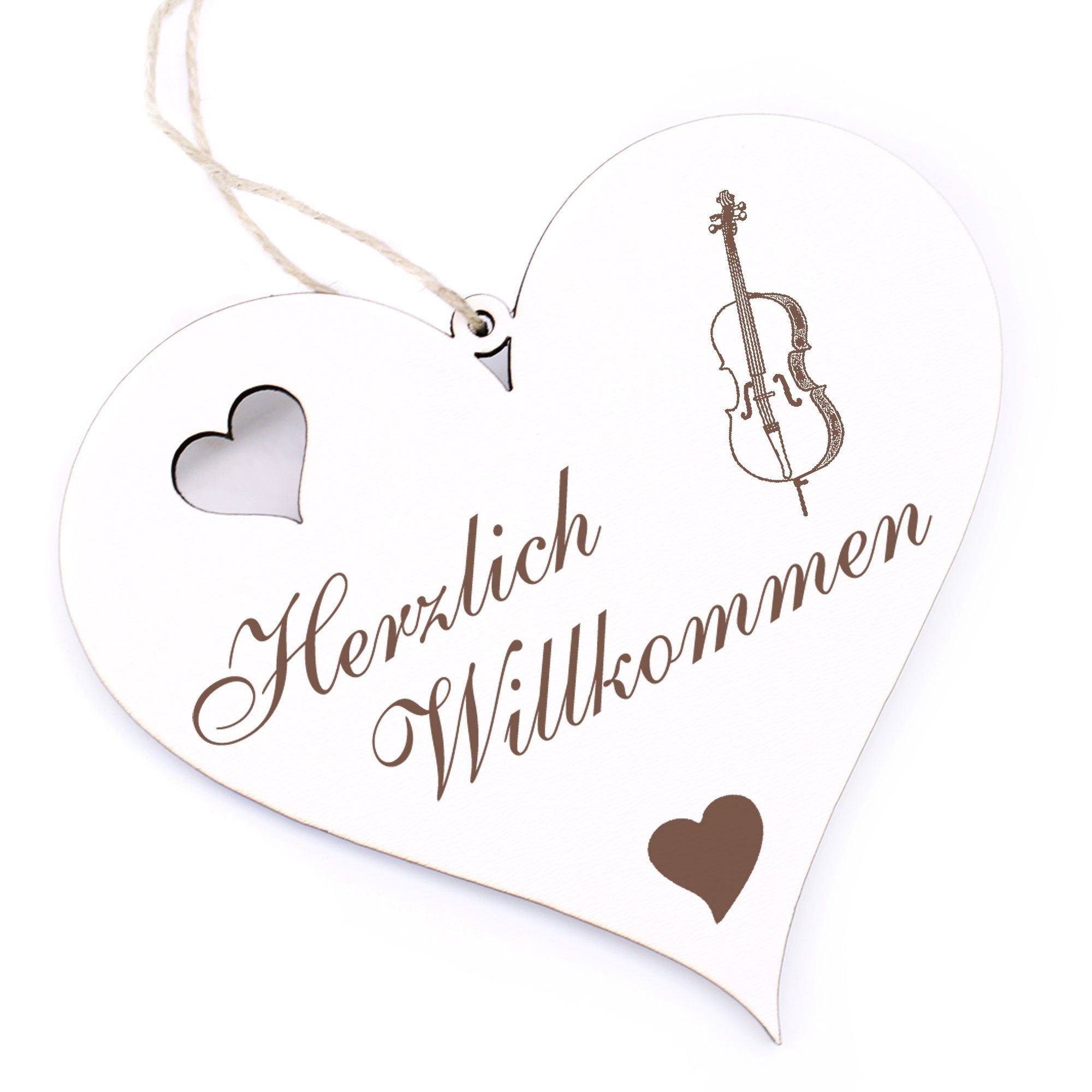 Dekolando Hängedekoration Herzlich Willkommen - Cello - 13x12cm