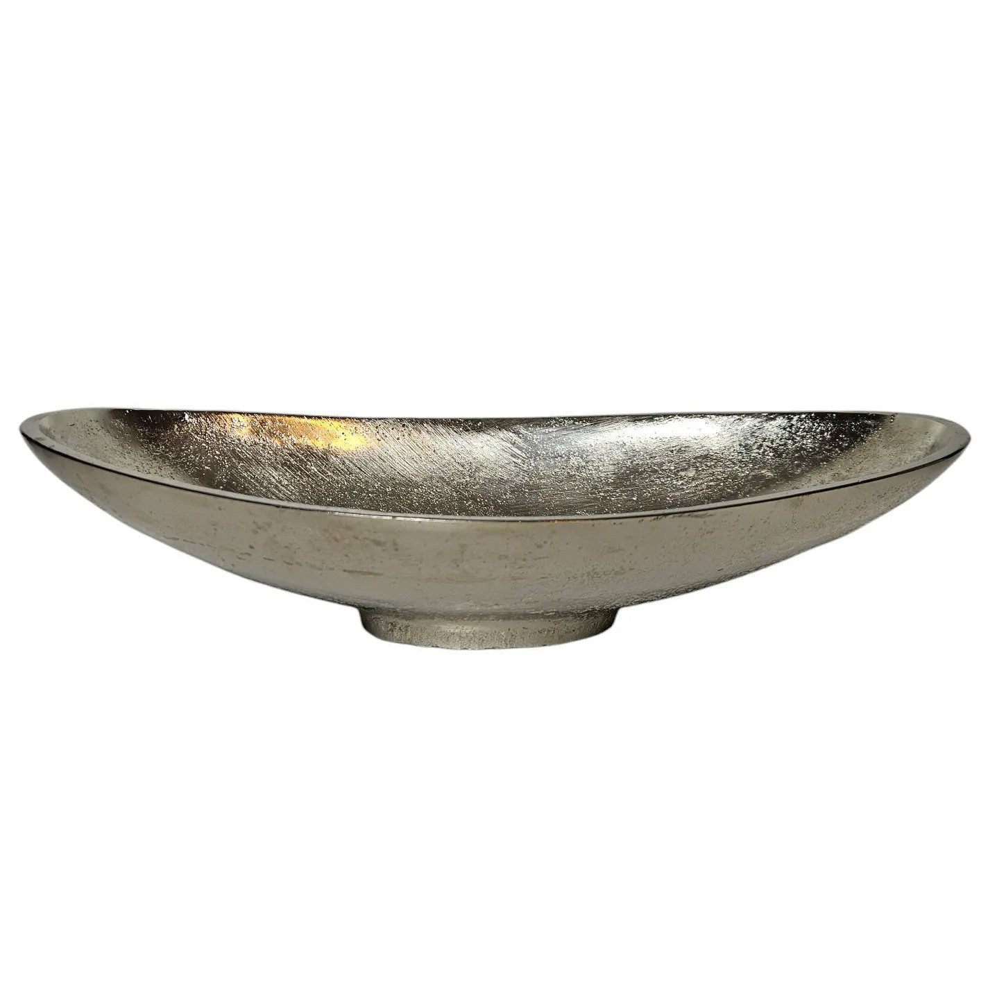 Meinposten Dekoschale Dekoschale Metall silber Schale Metallschale oval Deko Tischdeko 34 cm (1 St)