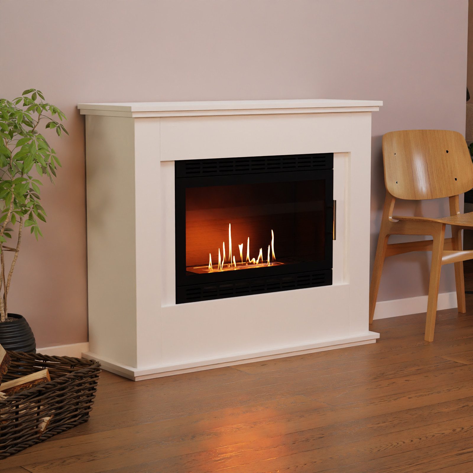 GLOW FIRE Echtfeuer-Dekokamin Skien XL Vision Ethanol Kamin, Bioethanol Kamin mit 3h Brenndauer, Heizleistung bis 2KW