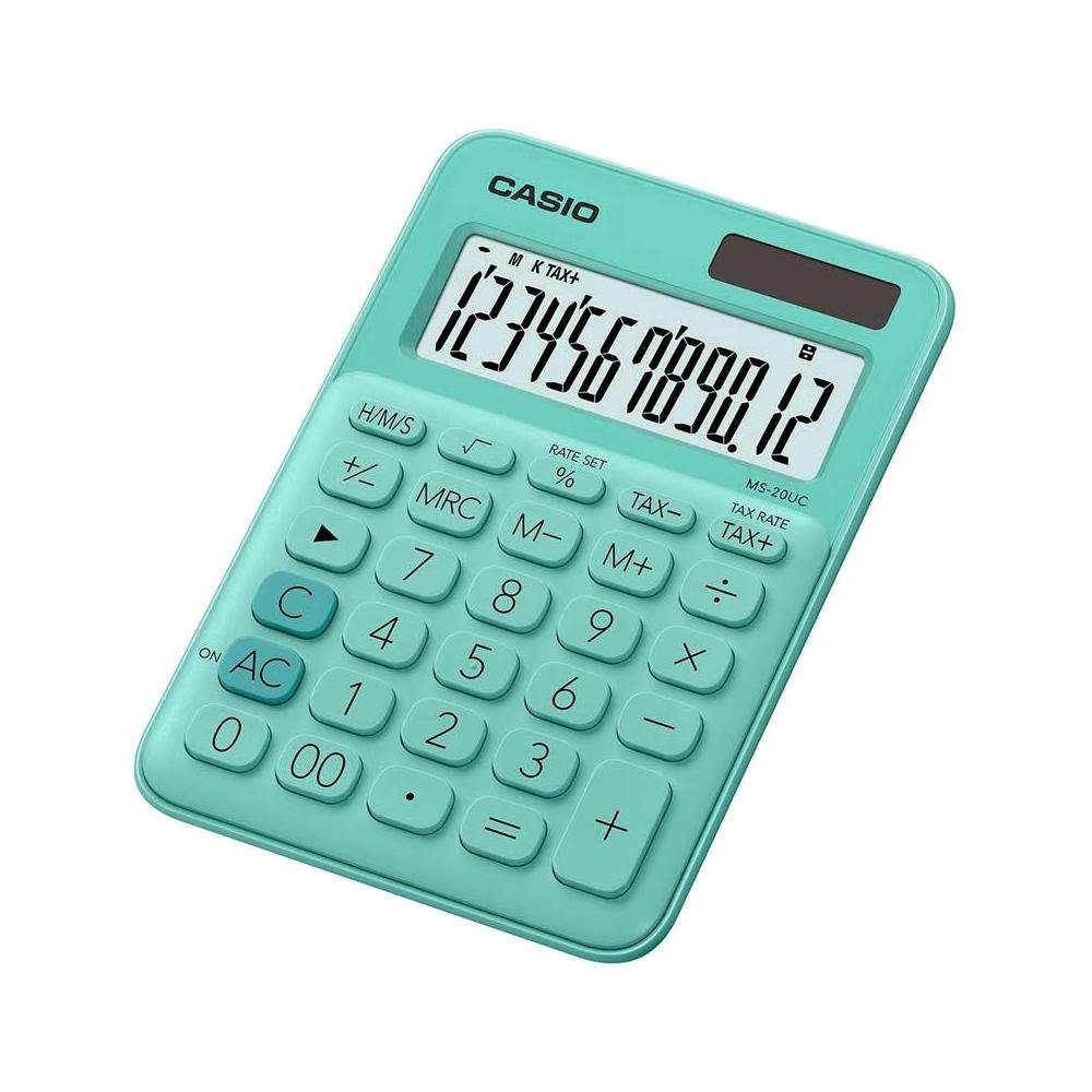 CASIO Taschenrechner MS-20UC-GN Einfacher Taschenrechner Batterie/Solar