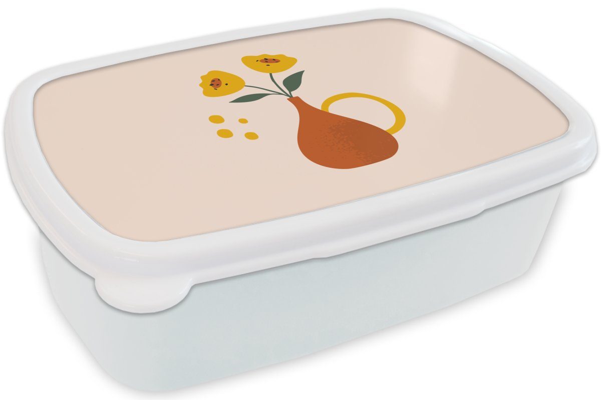 Brotbox Mädchen und weiß - Brotdose, Kinder - für MuchoWow Kunststoff, (2-tlg), Sommer, für Erwachsene, Jungs Mohnblumen Blumen Lunchbox und