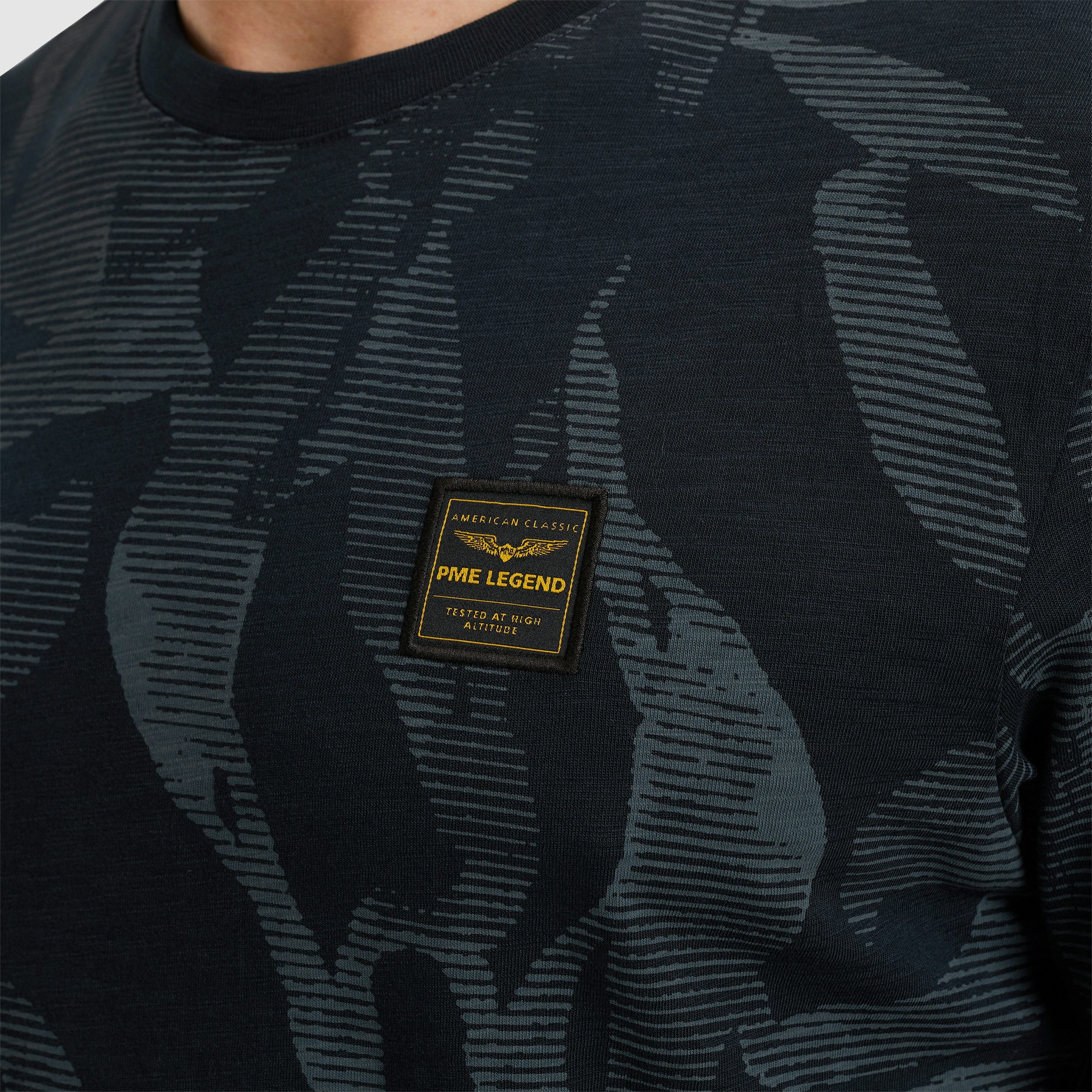PME LEGEND T-Shirt Short sleeve r-neck slub jersey aop mit All-Over Print