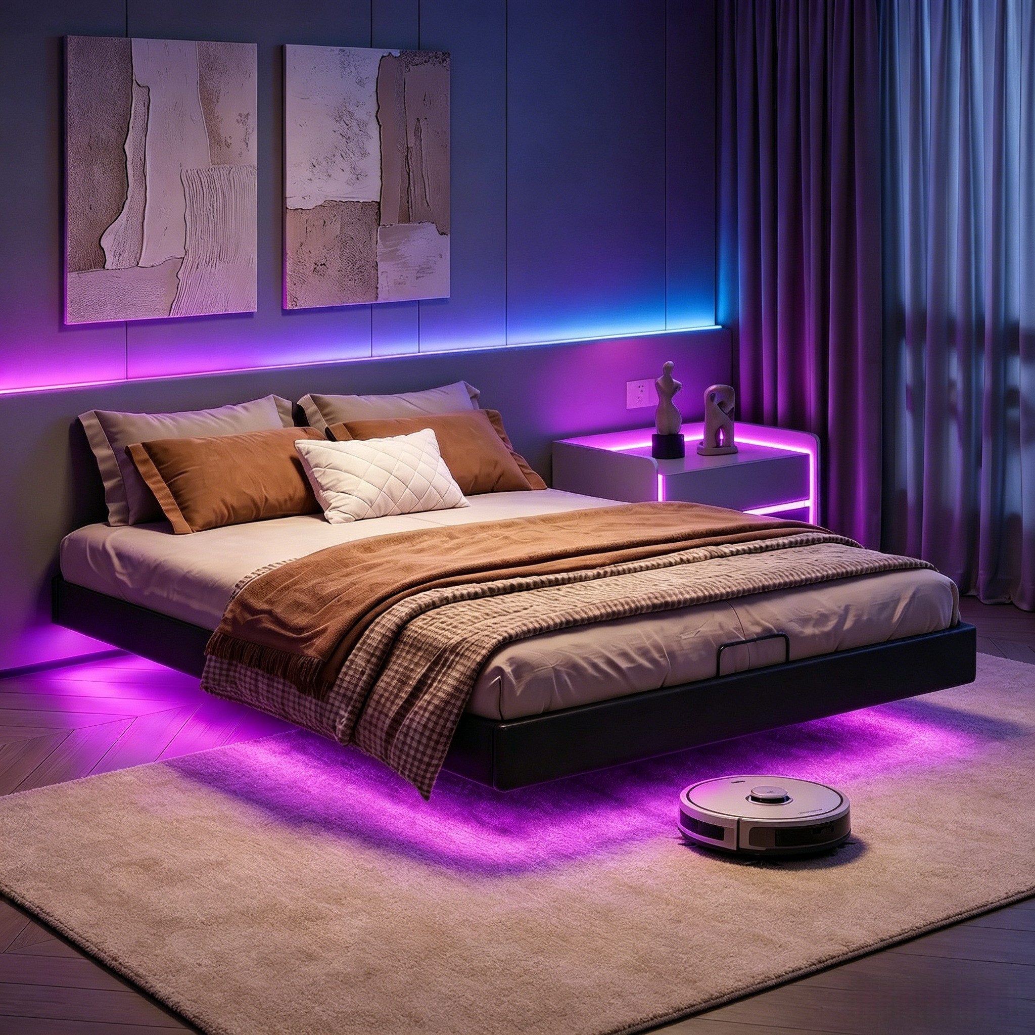 Furnishings Home Polsterbett Doppelbett LED Stauraumbett mit bettkasten (Set, Mit Komforthöhe Lattenrost, Leises Design Bett), Inkl. LED-Beleuchtung, Lattenrost, 160x200cm PU