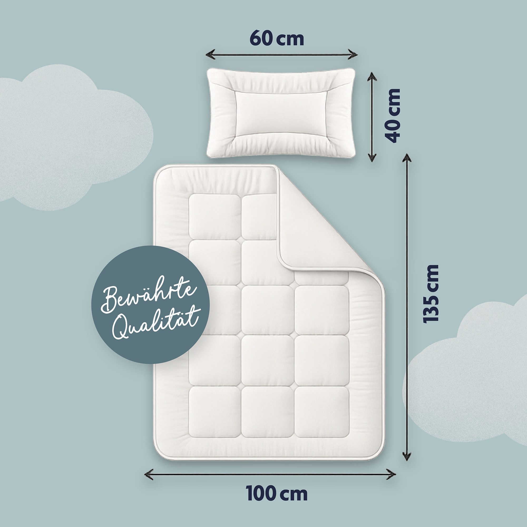 Julius Zöllner Kindersteppbett + Kopfkissen Basic, Füllung: 100% Polyester, für das ganze Jahr